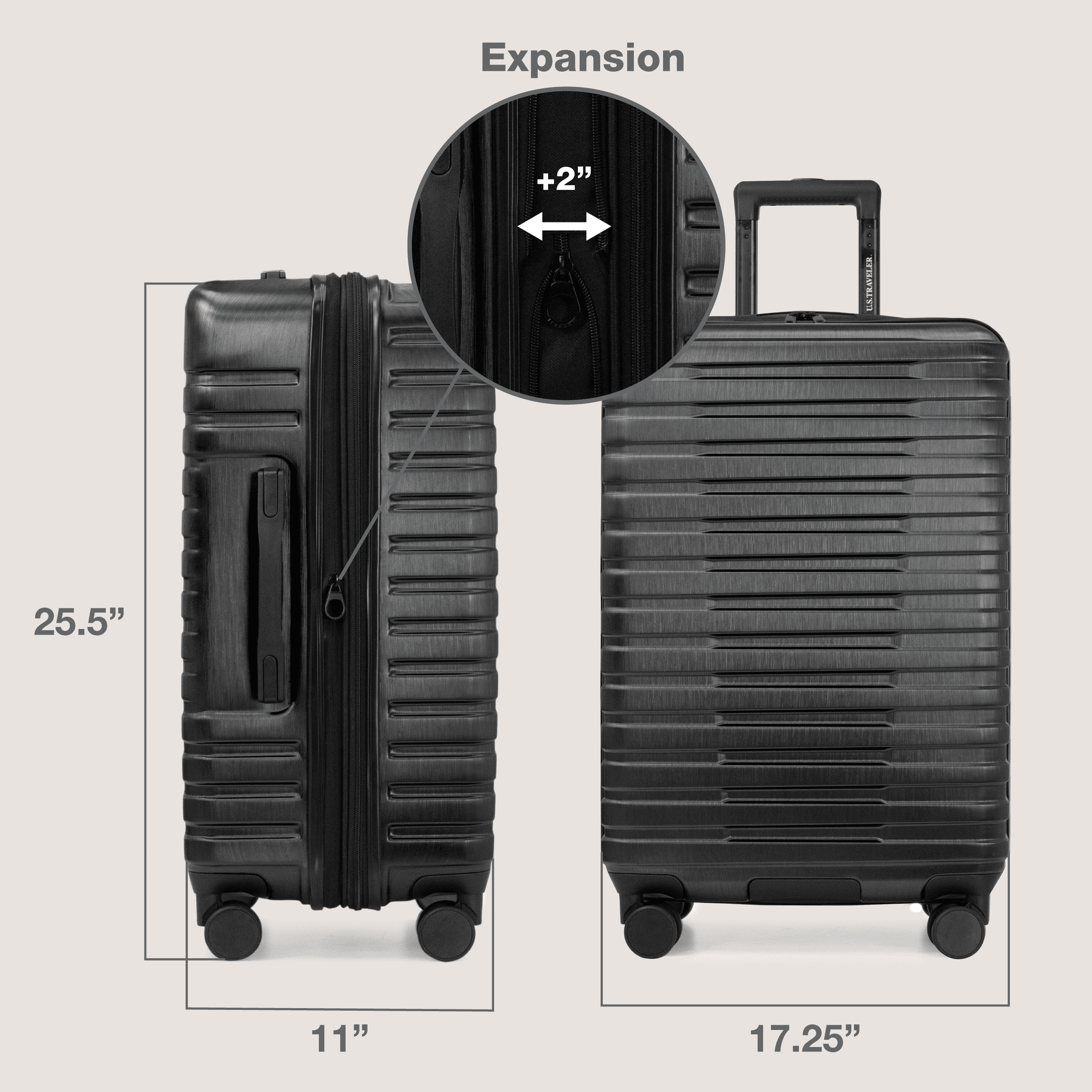 Boren Hardside Rugged Spinner Luggage Set w/ USB Port, Navy, 3-Piece (22/26/30)