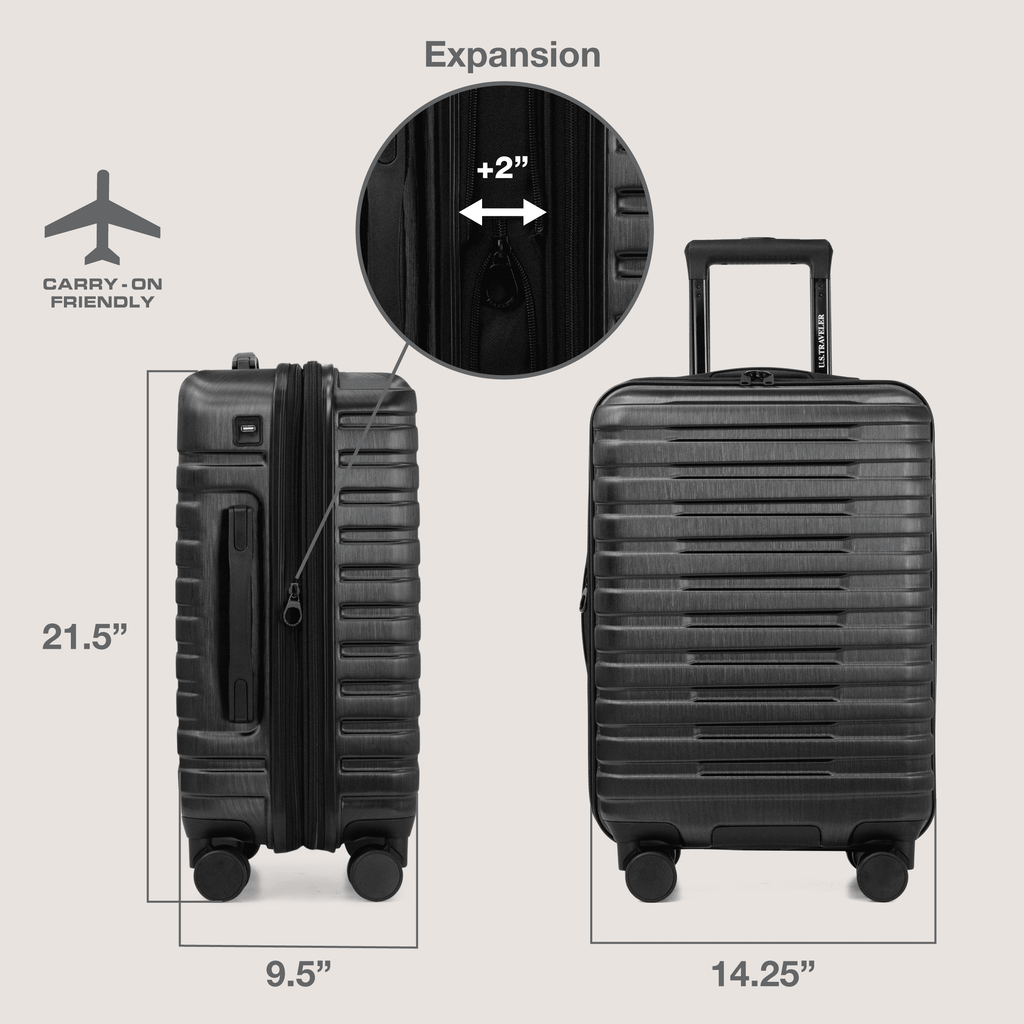 Boren Hardside Rugged Spinner Luggage Set w/ USB Port, Navy, 3-Piece (22/26/30)
