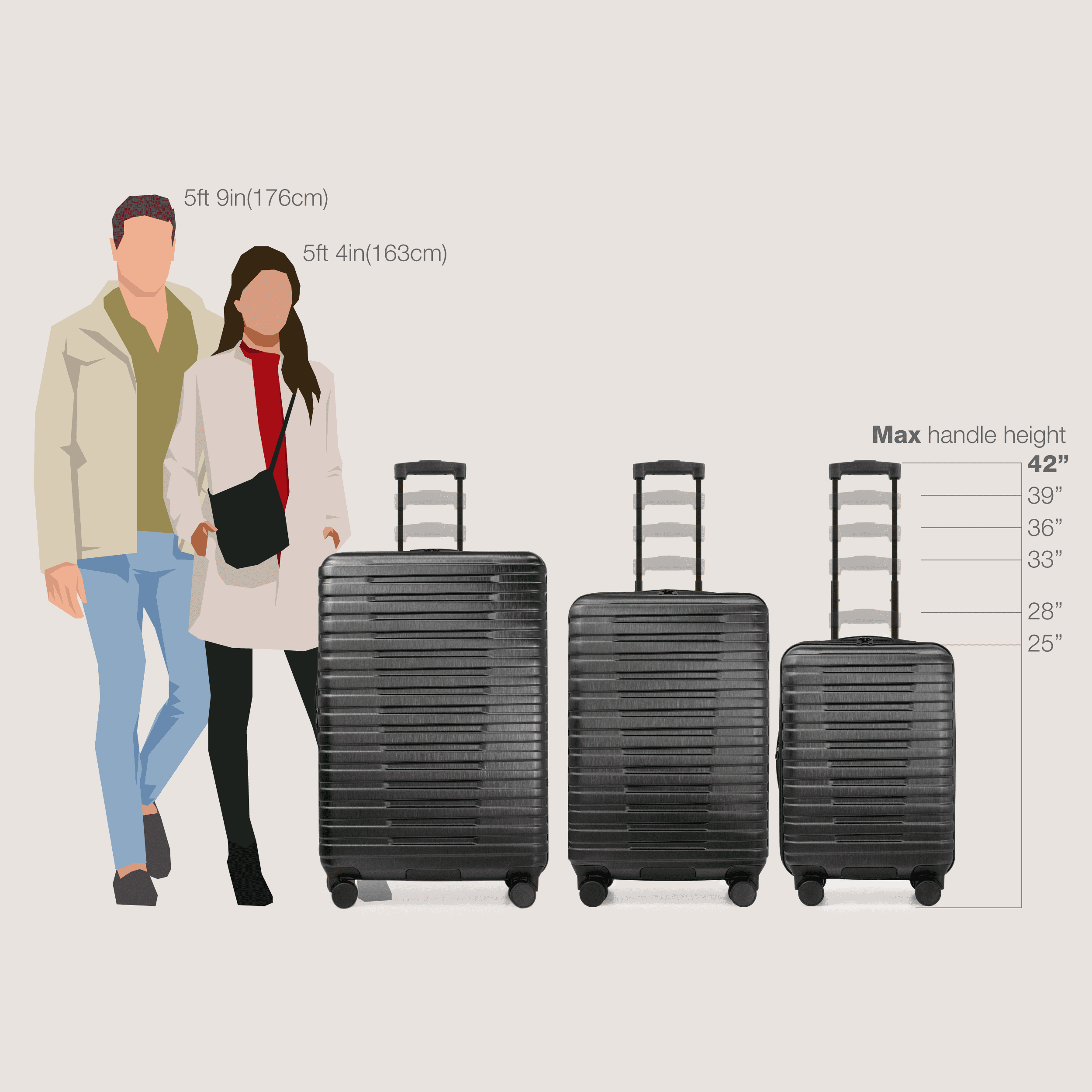 Boren Hardside Rugged Spinner Luggage Set w/ USB Port, Navy, 3-Piece (22/26/30)