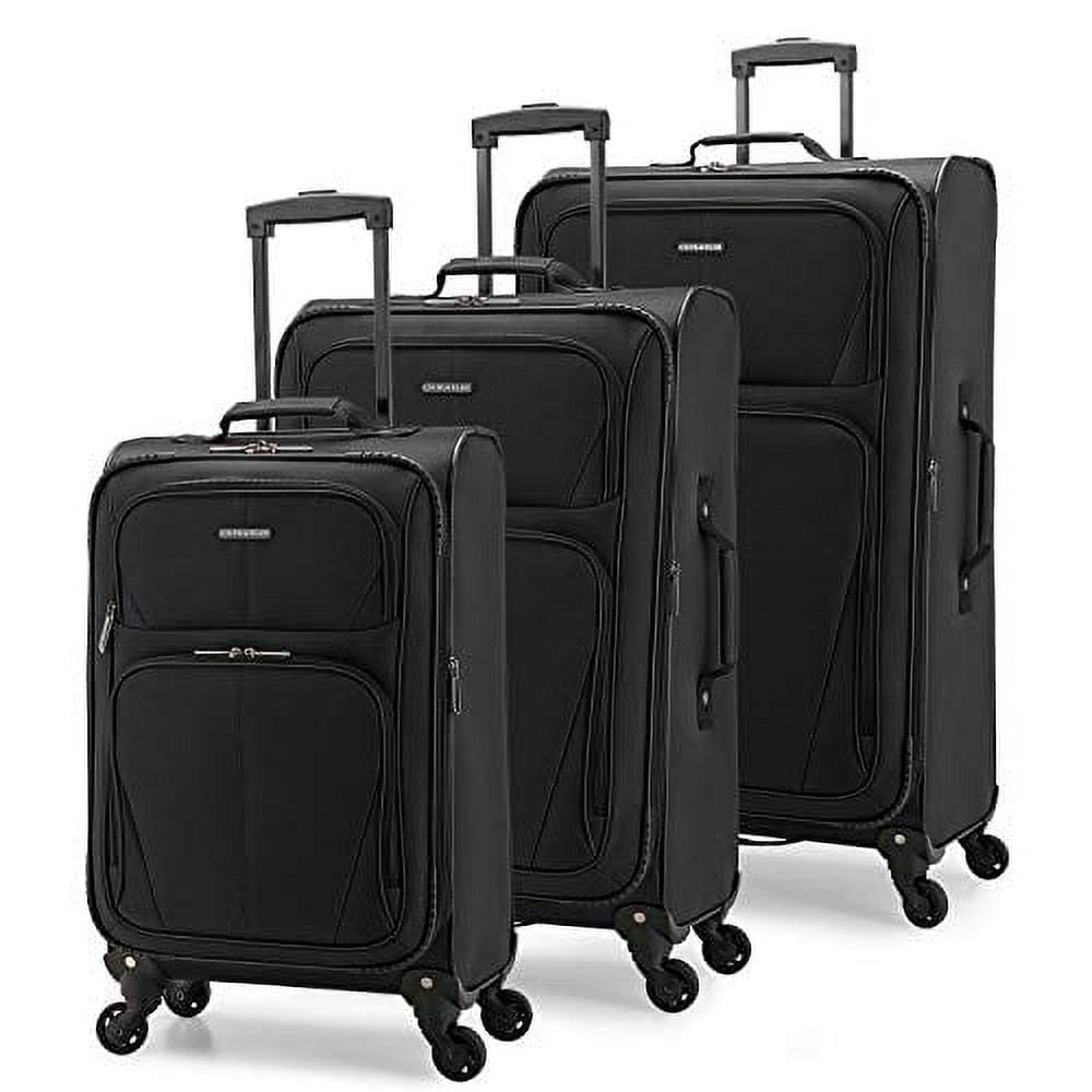 Aviron Bay Expandable Softside Luggage Set with Spinner Wheels, Black, 3 Piece (22/26/30)