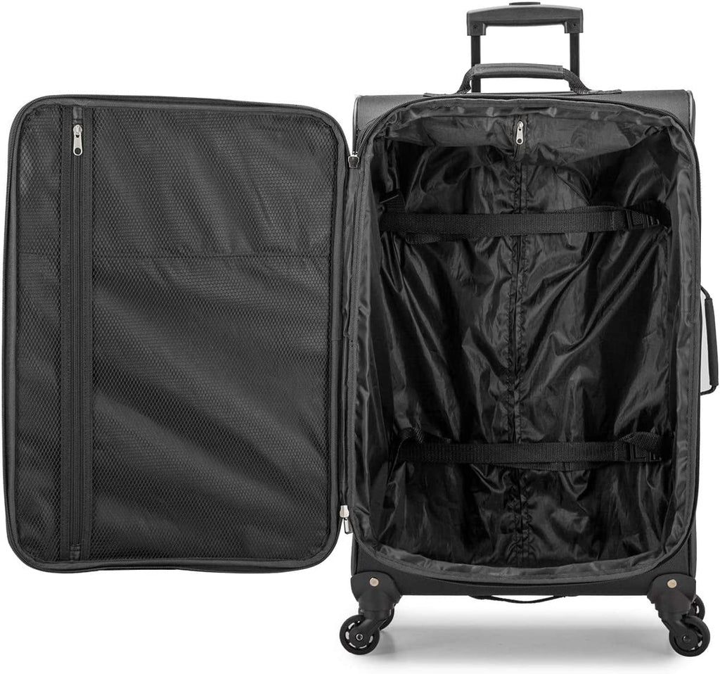 Aviron Bay Expandable Softside Luggage Set with Spinner Wheels, Black, 3 Piece (22/26/30)