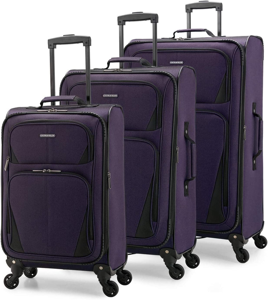 Aviron Bay Expandable Softside Luggage Set with Spinner Wheels, Black, 3 Piece (22/26/30)