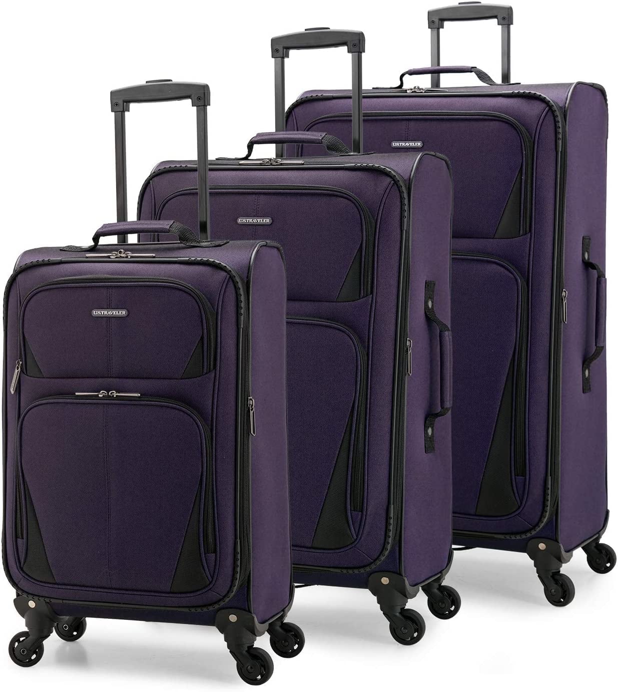 Aviron Bay Expandable Softside Luggage Set with Spinner Wheels, Black, 3 Piece (22/26/30)