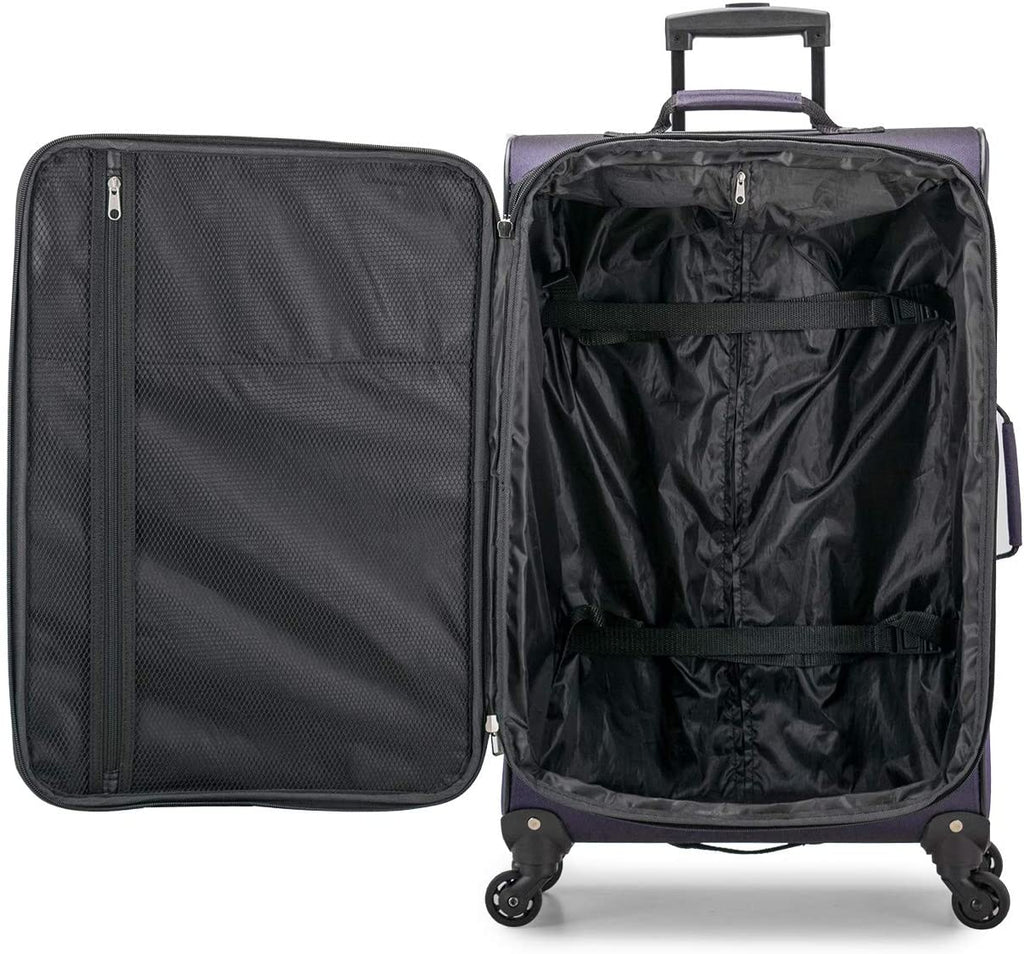 Aviron Bay Expandable Softside Luggage Set with Spinner Wheels, Black, 3 Piece (22/26/30)