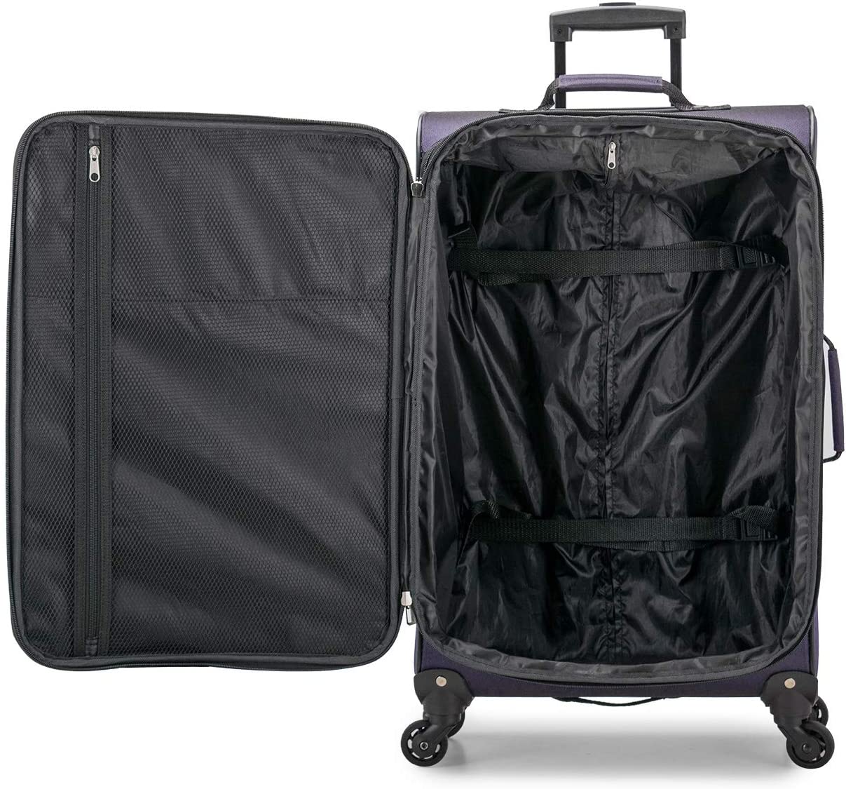 Aviron Bay Expandable Softside Luggage Set with Spinner Wheels, Black, 3 Piece (22/26/30)
