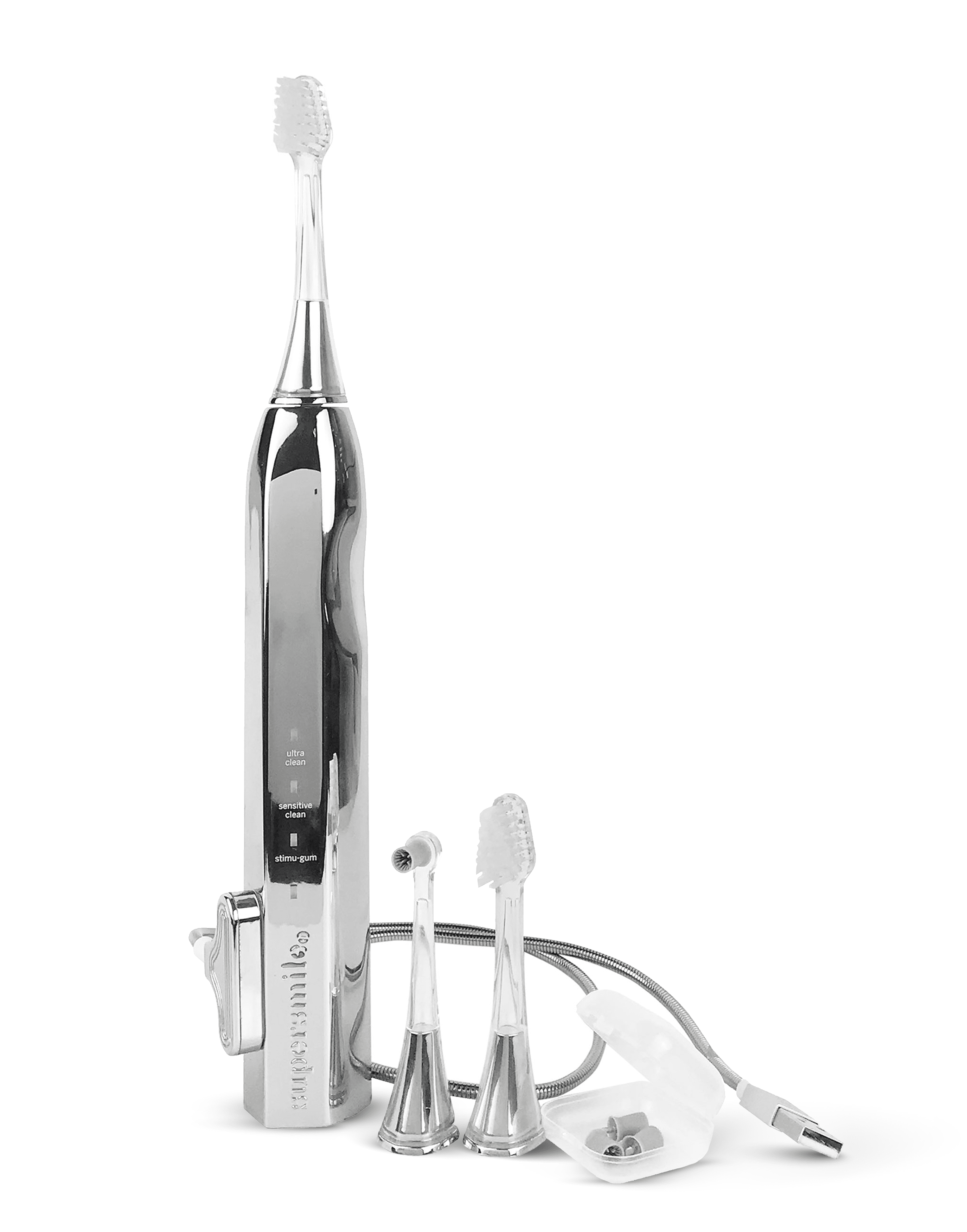 Zina45 Deluxe Sonic Pulse Electric Toothbrush, Rechargeable Whitening Tooth Brush, Silver