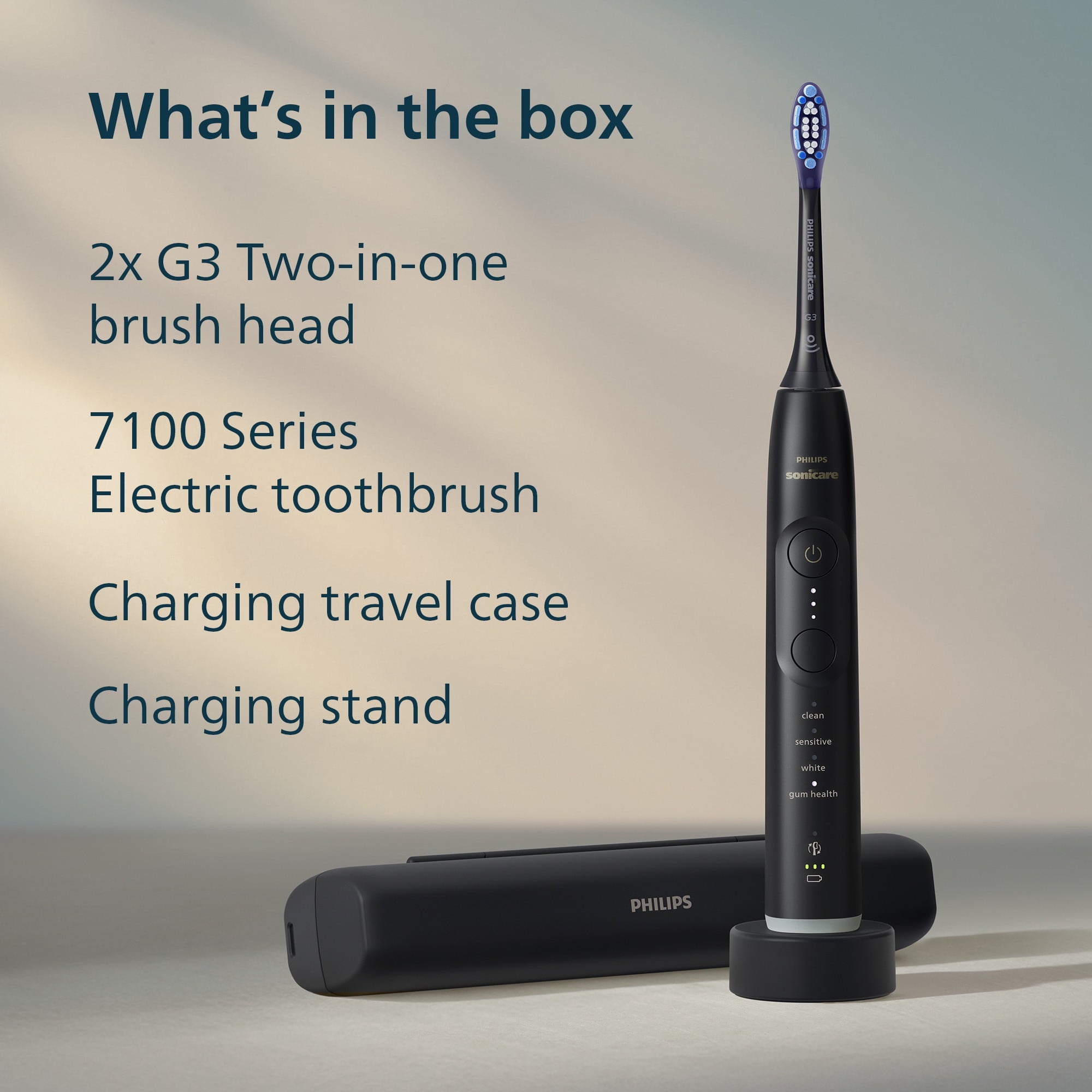 7100 Series Electric Toothbrush - Next-Generation Technology, Pressure Sensor, 12 Brushing Settings, Smartimer, Brushpacer, 21-Day Runtime, Travel Case, Black, HX7421/06