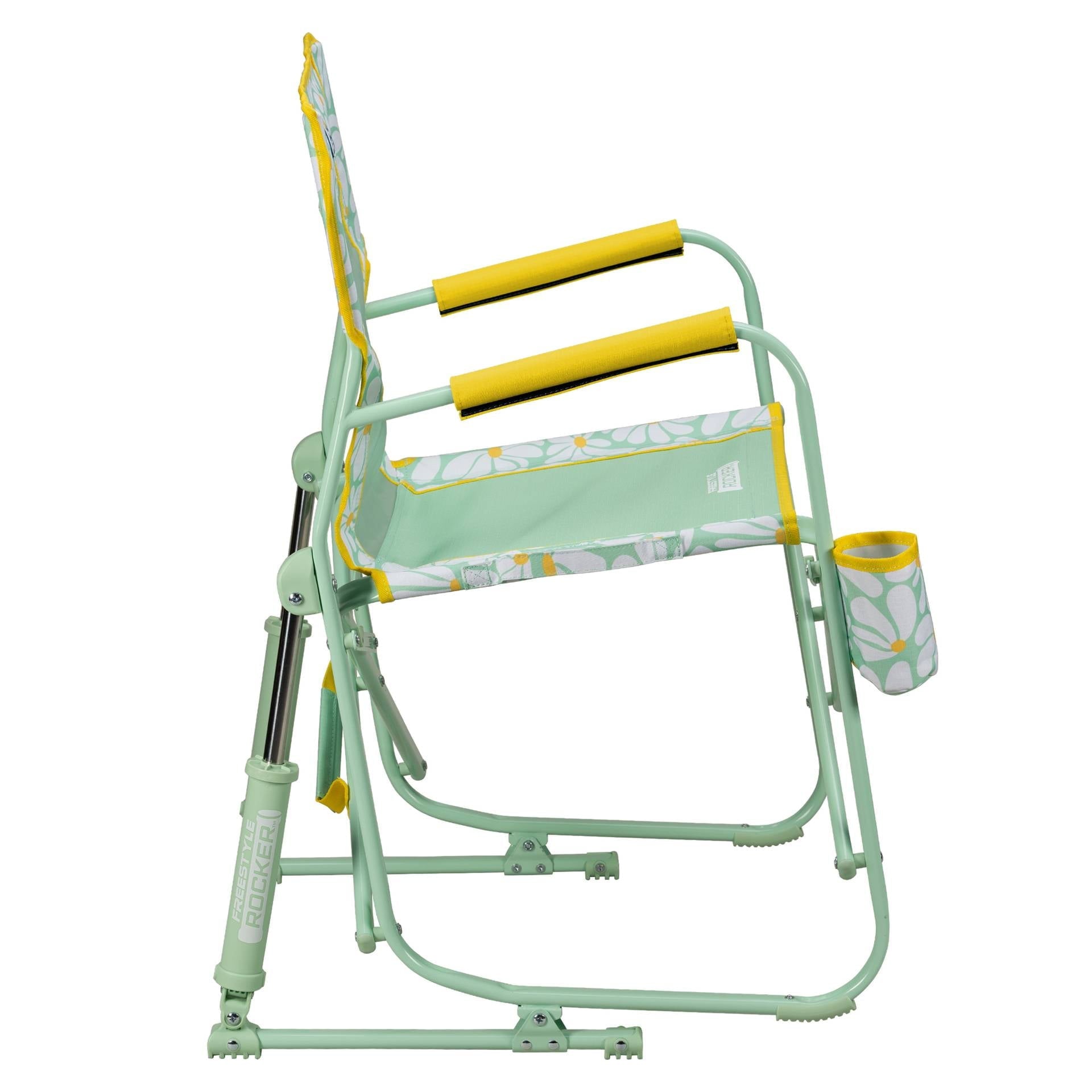 Freestyle Rocker Foldable Rocking Camp Chair, Pastel Green Floral