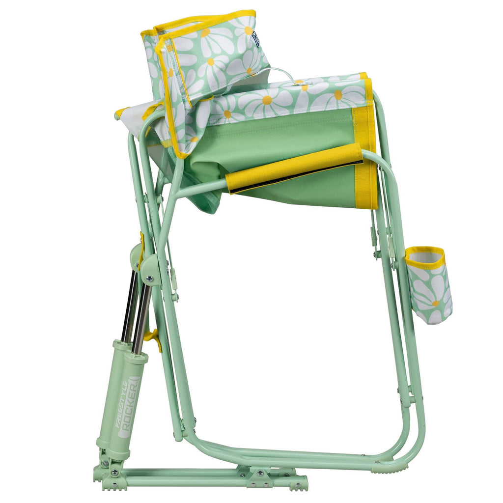Freestyle Rocker Foldable Rocking Camp Chair, Pastel Green Floral