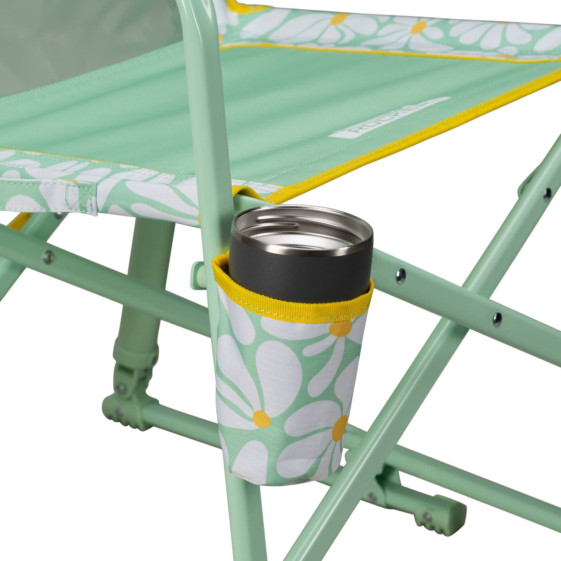 Freestyle Rocker Foldable Rocking Camp Chair, Pastel Green Floral