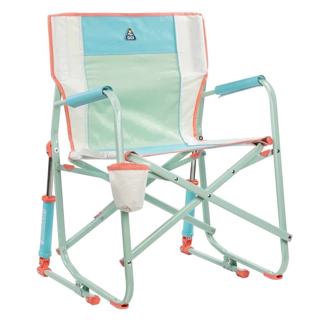 Freestyle Rocker Foldable Rocking Camp Chair, Pastel Green Floral