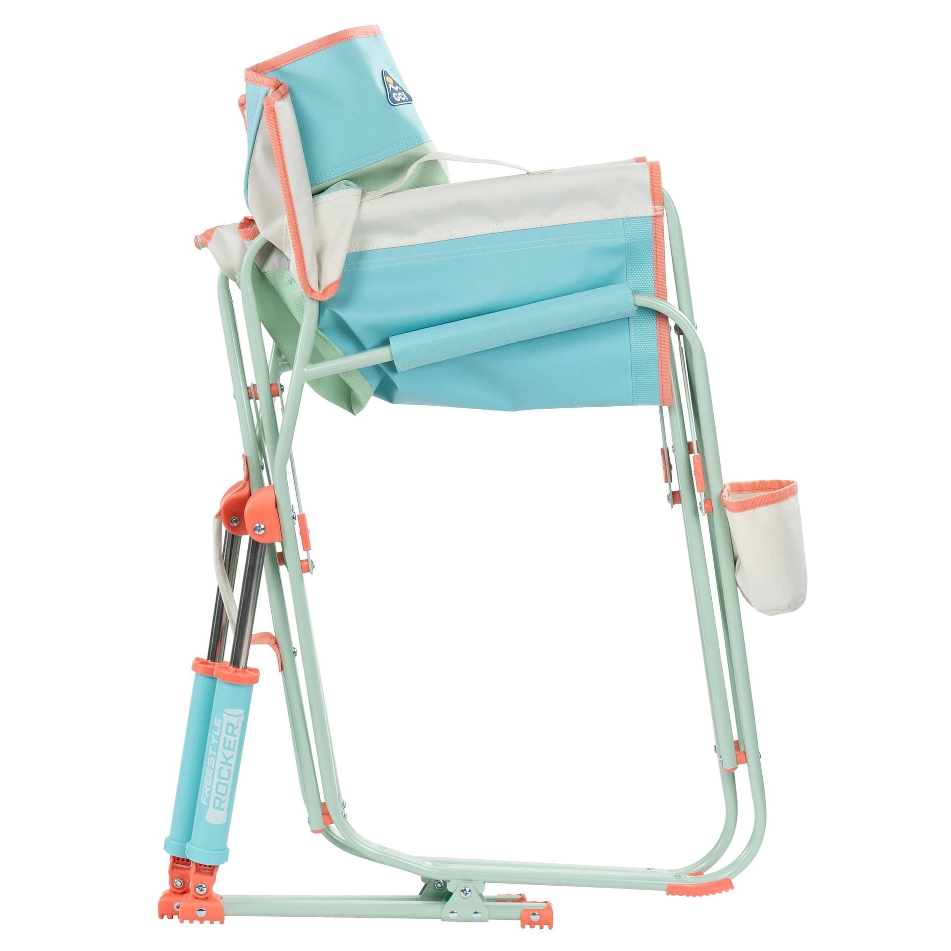 Freestyle Rocker Foldable Rocking Camp Chair, Pastel Green Floral