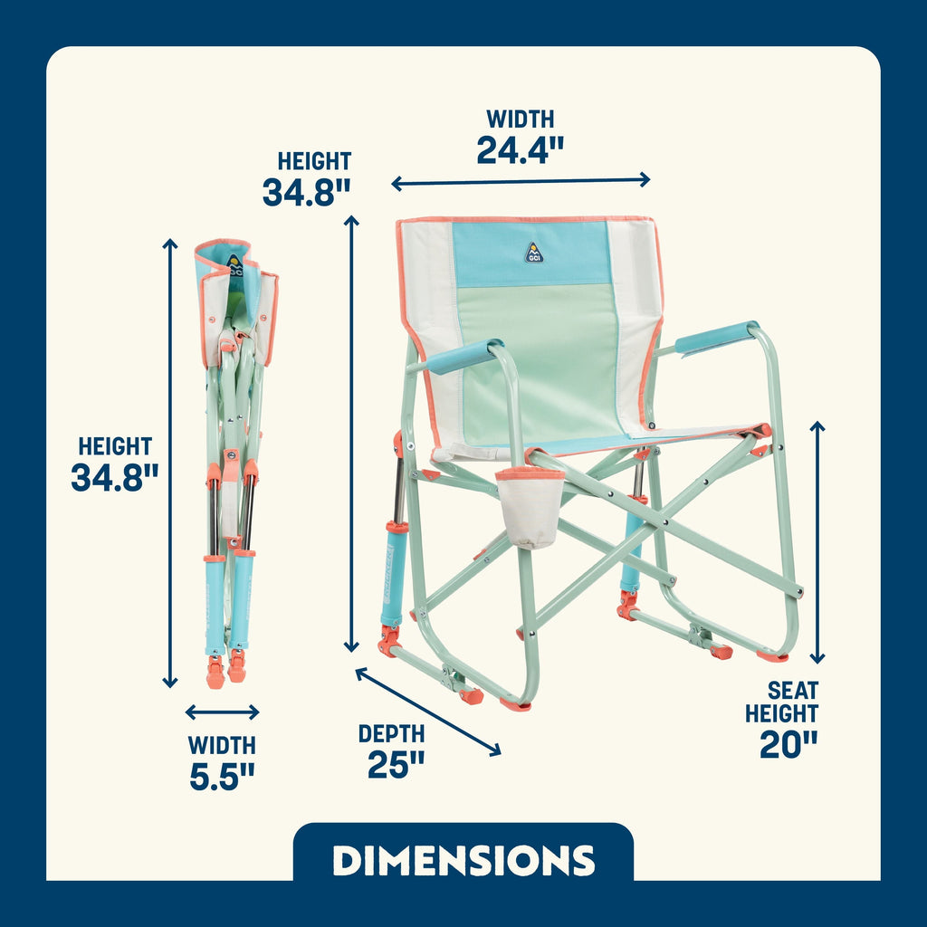 Freestyle Rocker Foldable Rocking Camp Chair, Pastel Green Floral