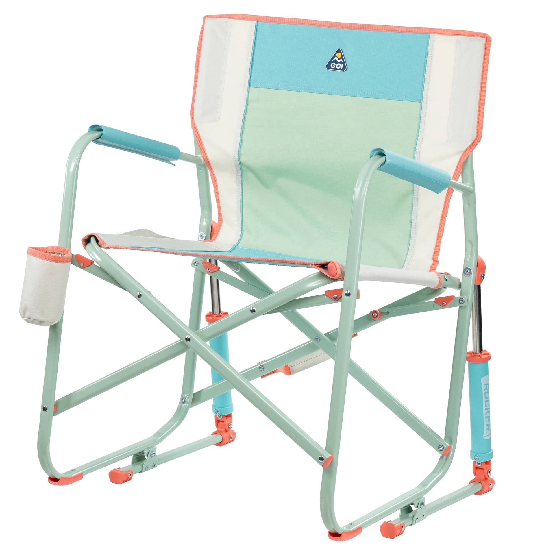 Freestyle Rocker Foldable Rocking Camp Chair, Pastel Green Floral
