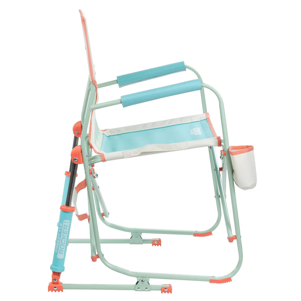 Freestyle Rocker Foldable Rocking Camp Chair, Pastel Green Floral