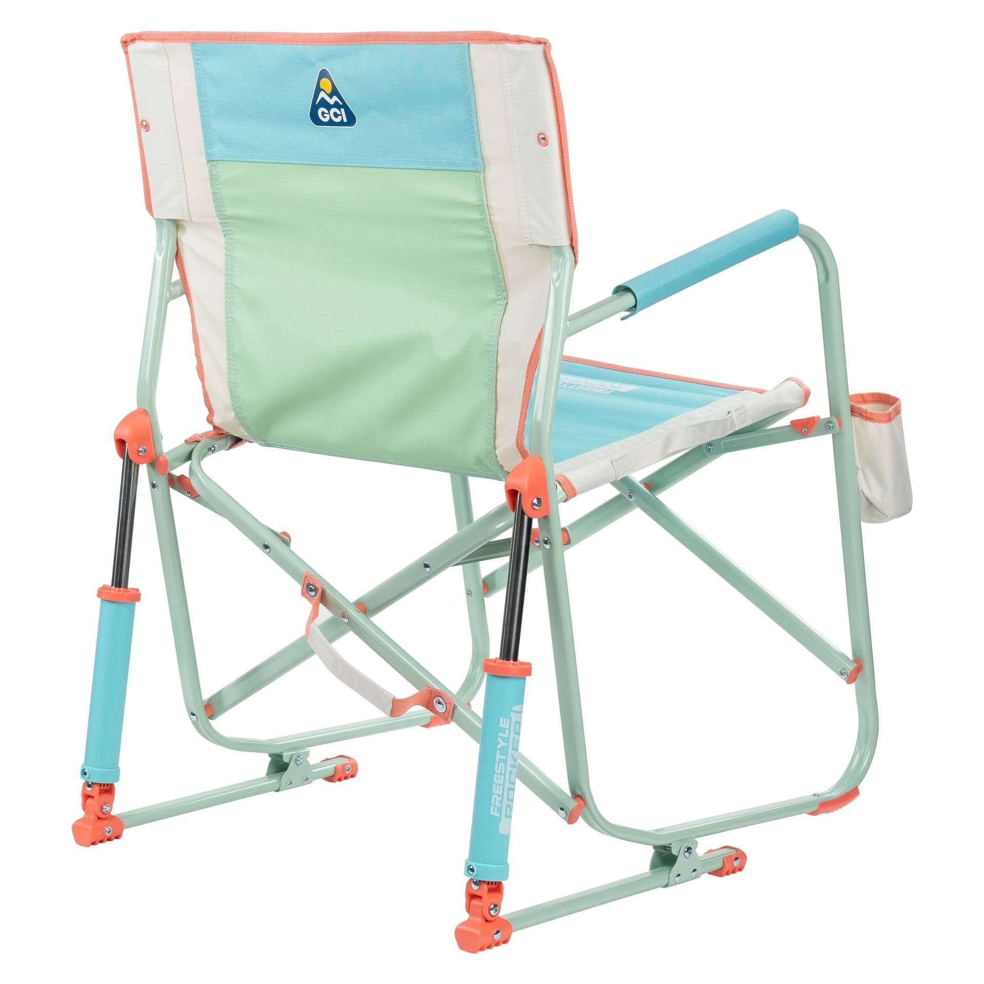 Freestyle Rocker Foldable Rocking Camp Chair, Pastel Green Floral