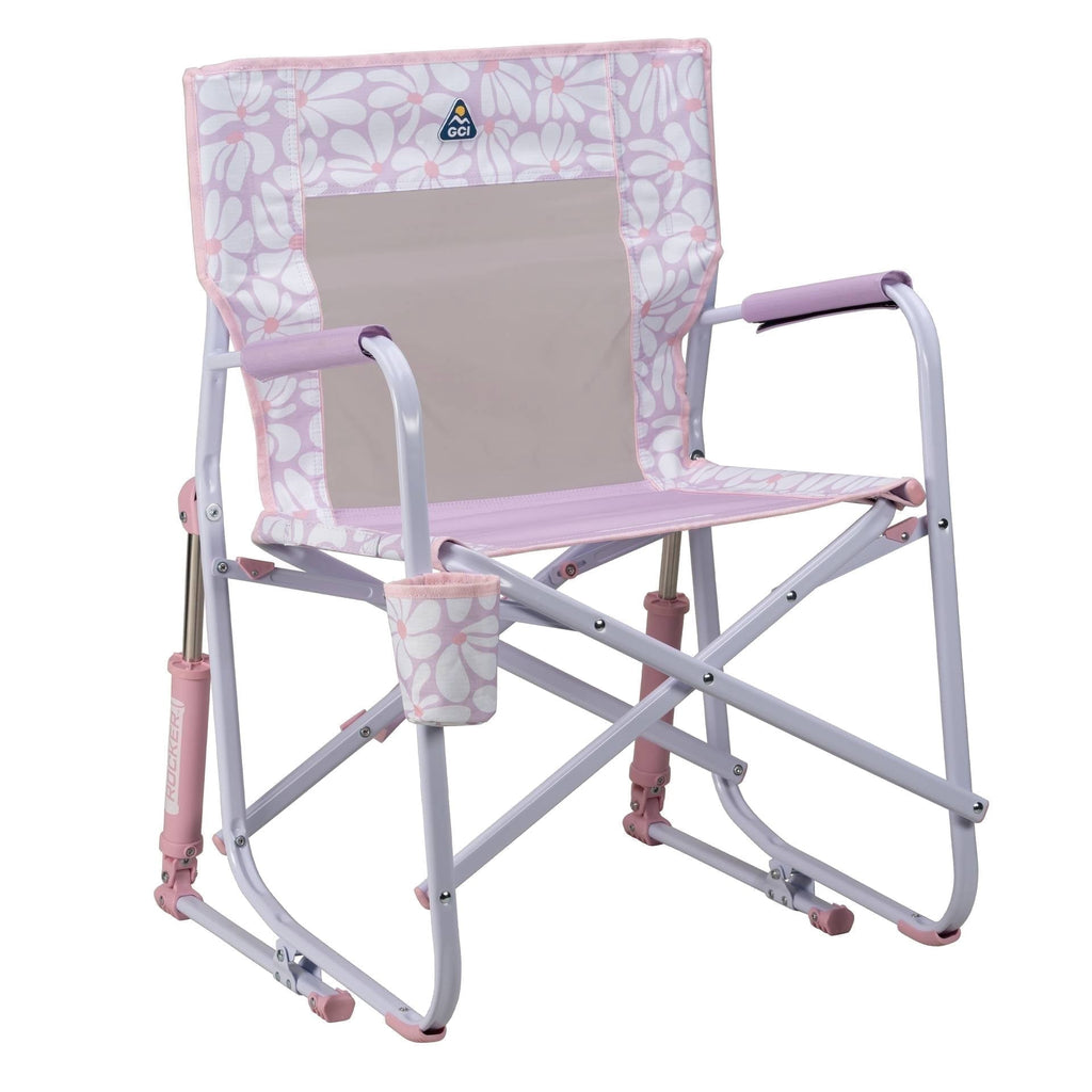Freestyle Rocker Foldable Rocking Camp Chair, Pastel Green Floral