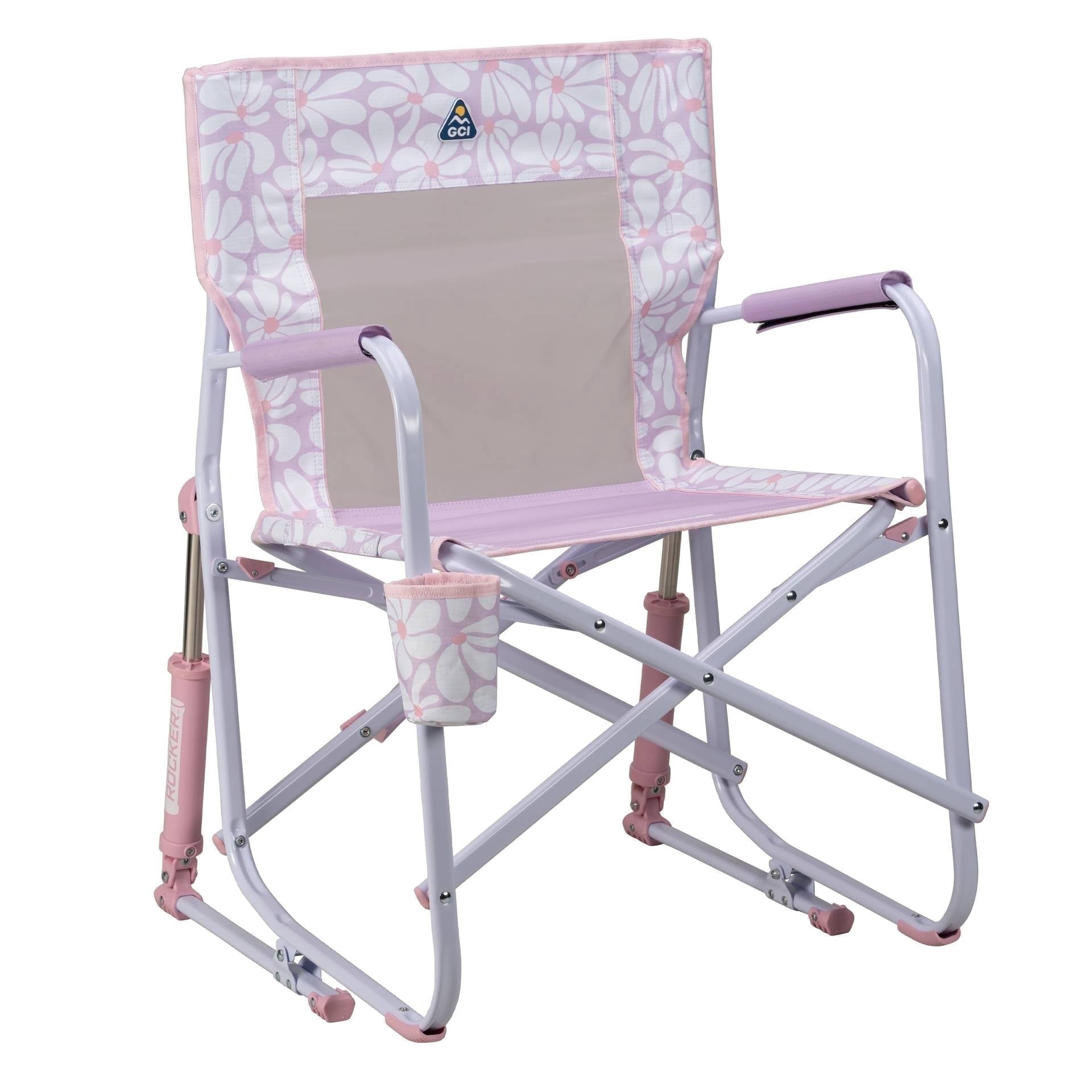 Freestyle Rocker Foldable Rocking Camp Chair, Pastel Green Floral
