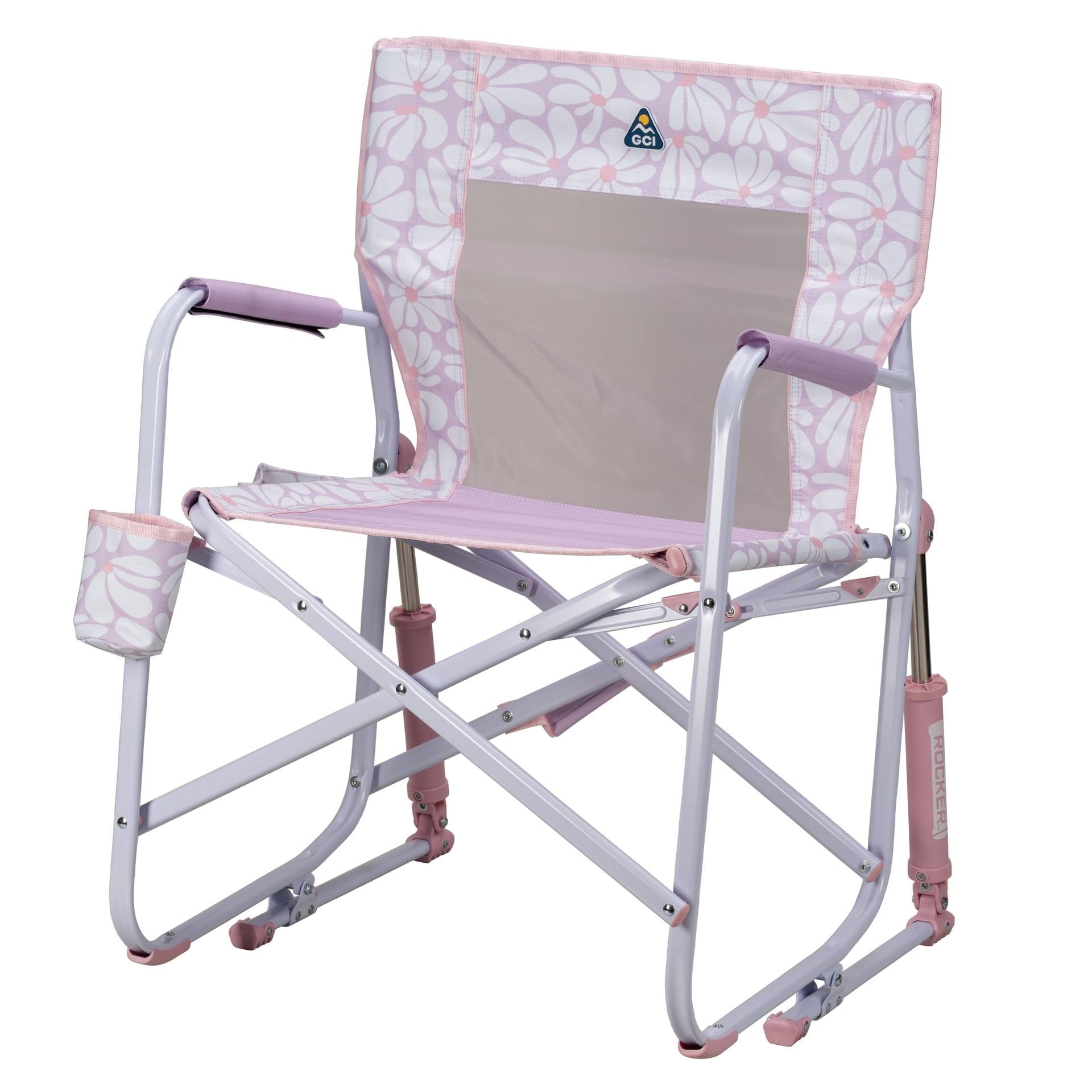 Freestyle Rocker Foldable Rocking Camp Chair, Pastel Green Floral