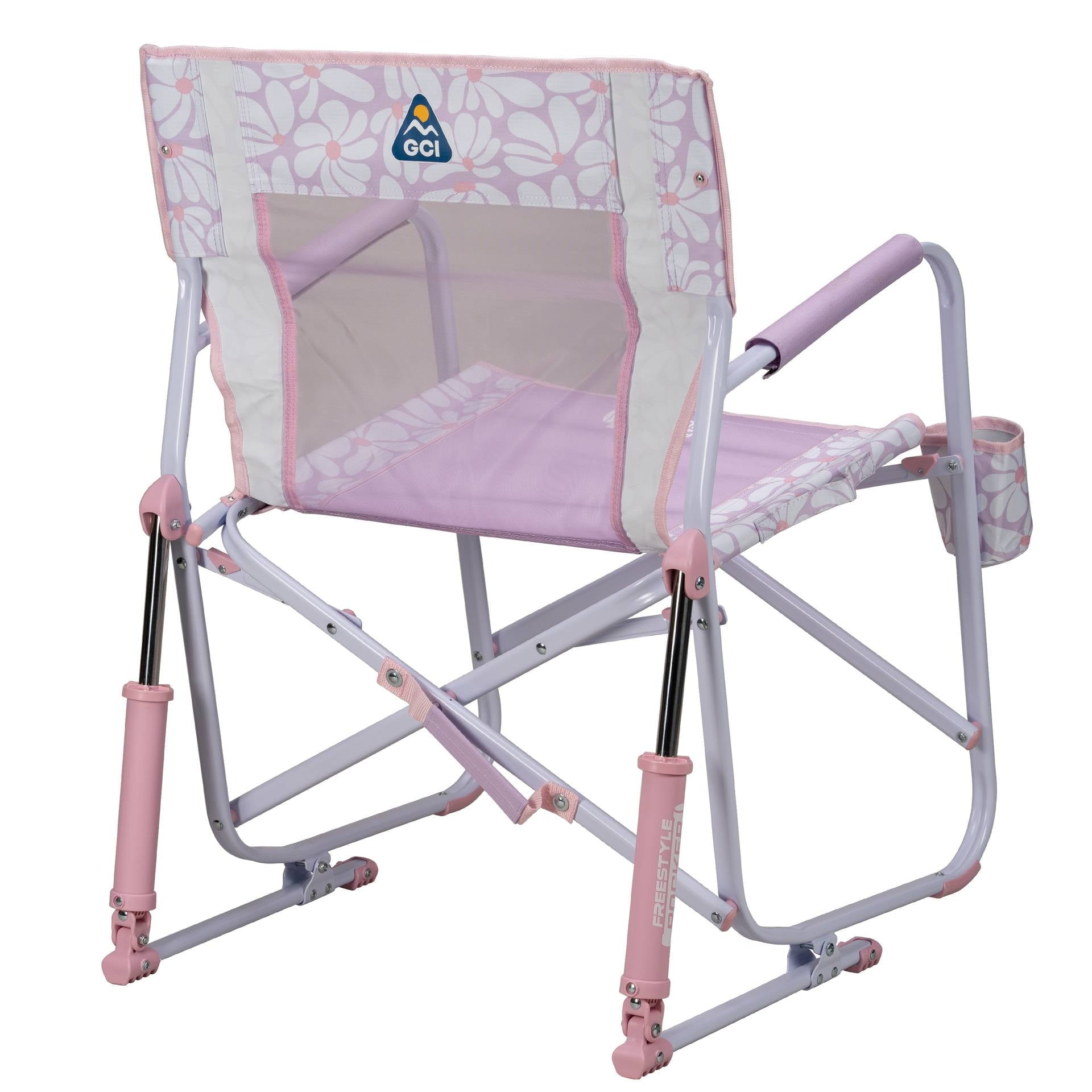 Freestyle Rocker Foldable Rocking Camp Chair, Pastel Green Floral