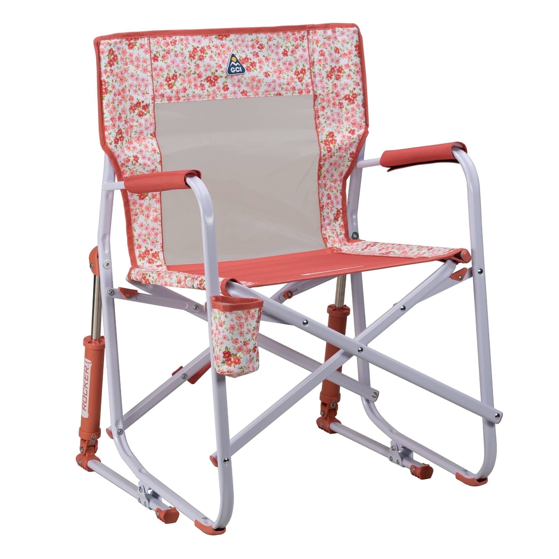 Freestyle Rocker Foldable Rocking Camp Chair, Pastel Green Floral