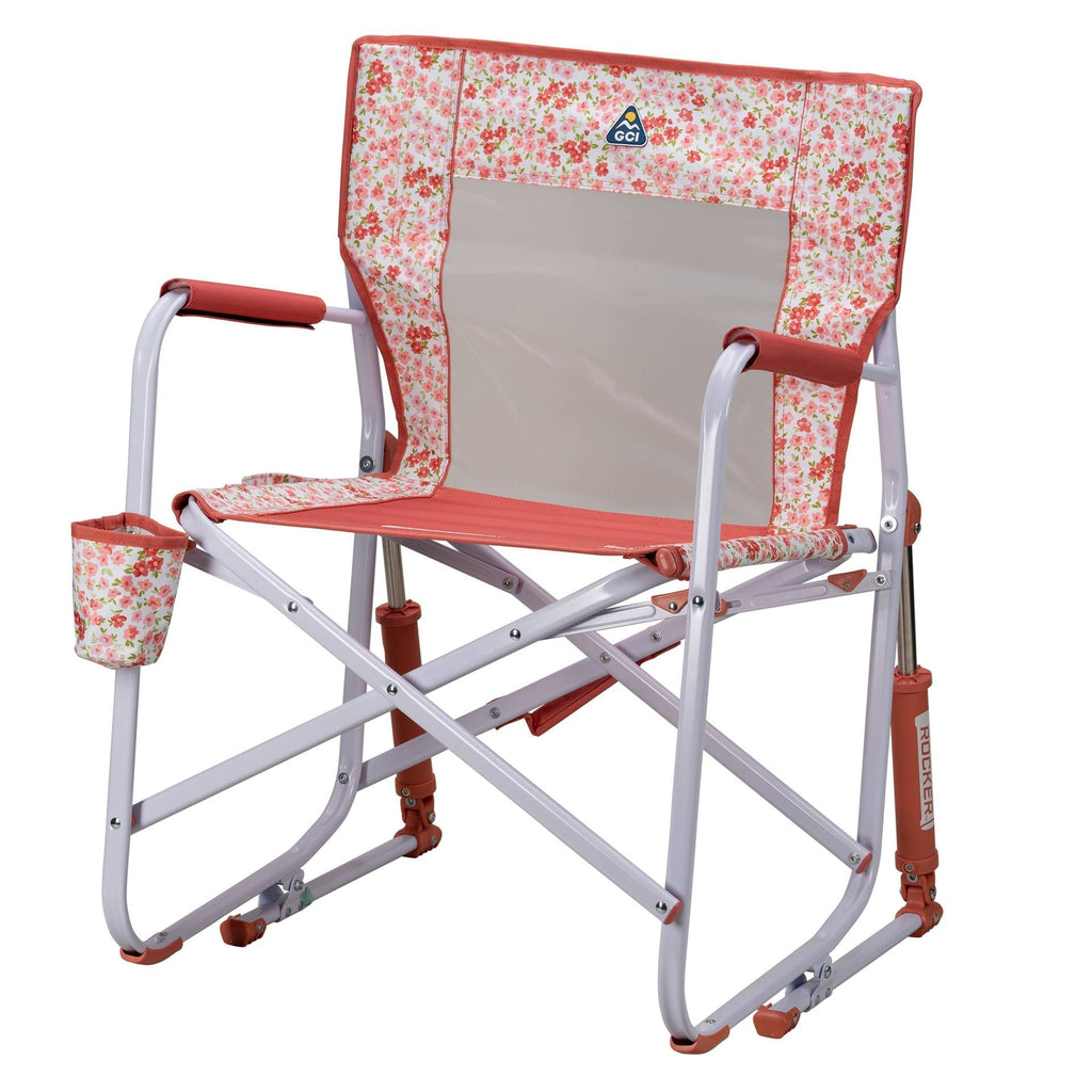 Freestyle Rocker Foldable Rocking Camp Chair, Pastel Green Floral