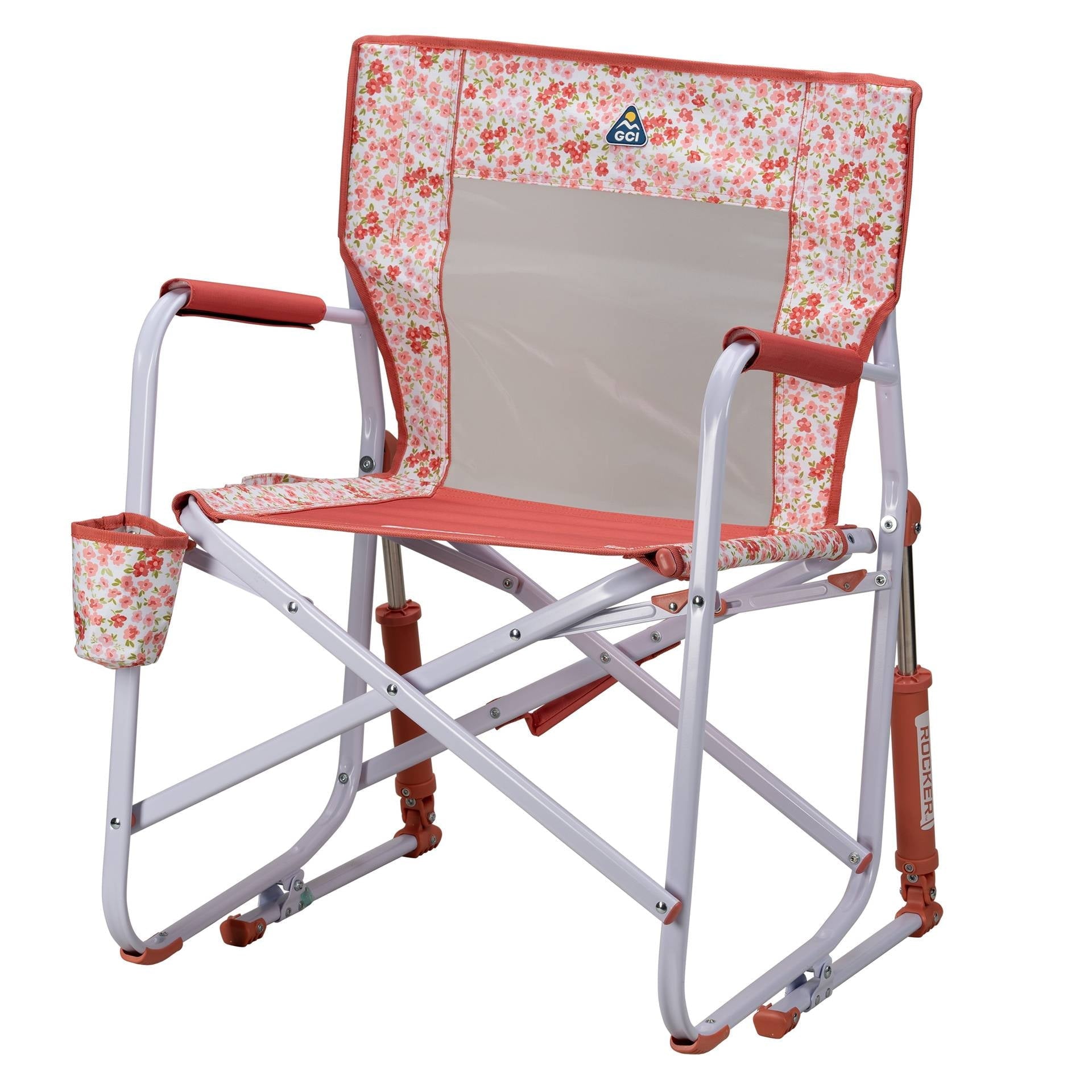 Freestyle Rocker Foldable Rocking Camp Chair, Pastel Green Floral