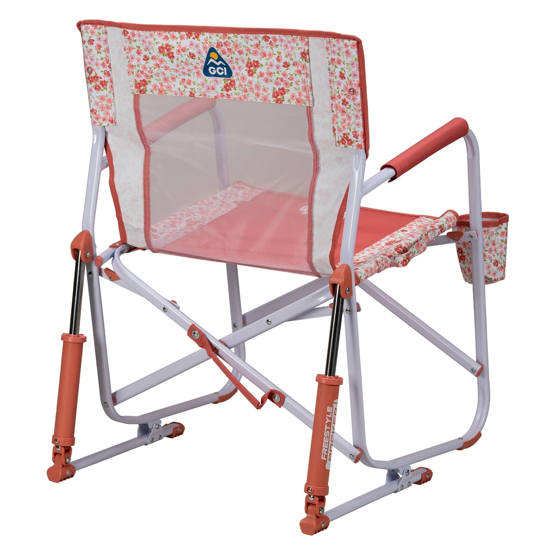 Freestyle Rocker Foldable Rocking Camp Chair, Pastel Green Floral