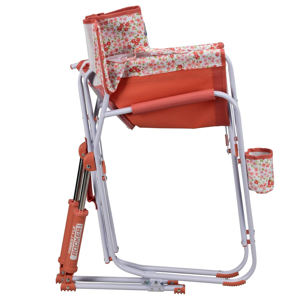Freestyle Rocker Foldable Rocking Camp Chair, Pastel Green Floral