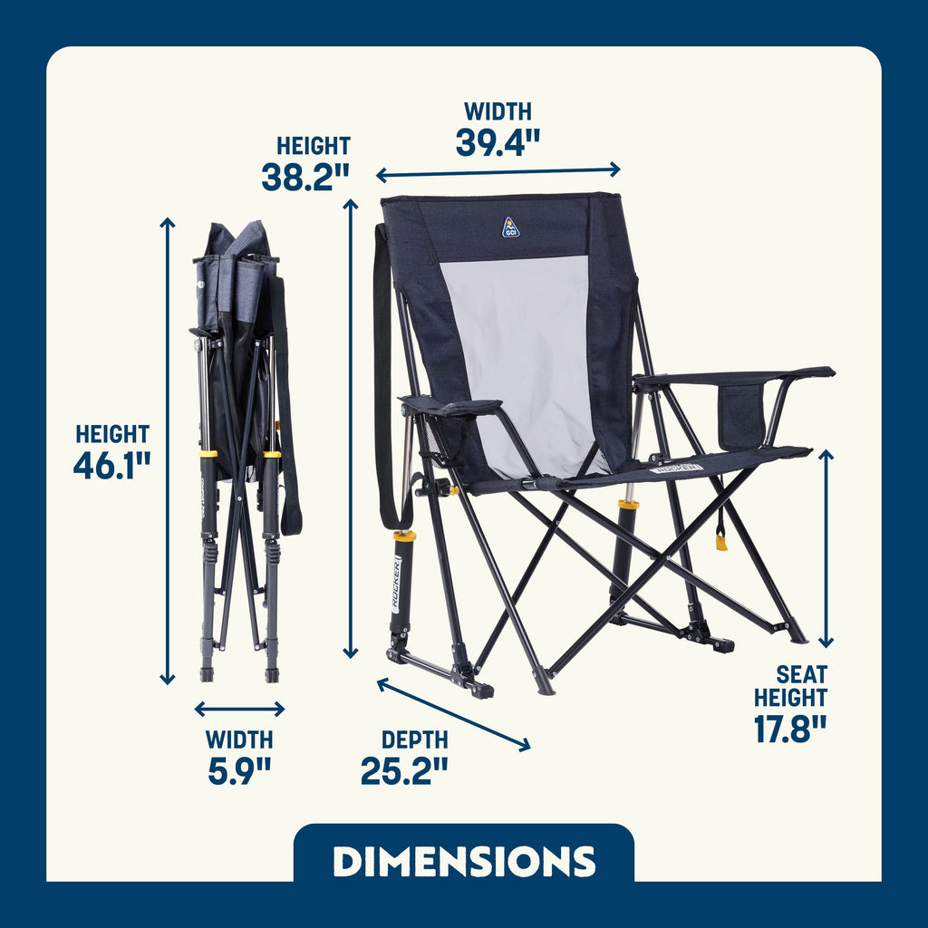 Comfort Pro Rocker XL Oversized Rocking Camping Chair, Heathered Charcoal