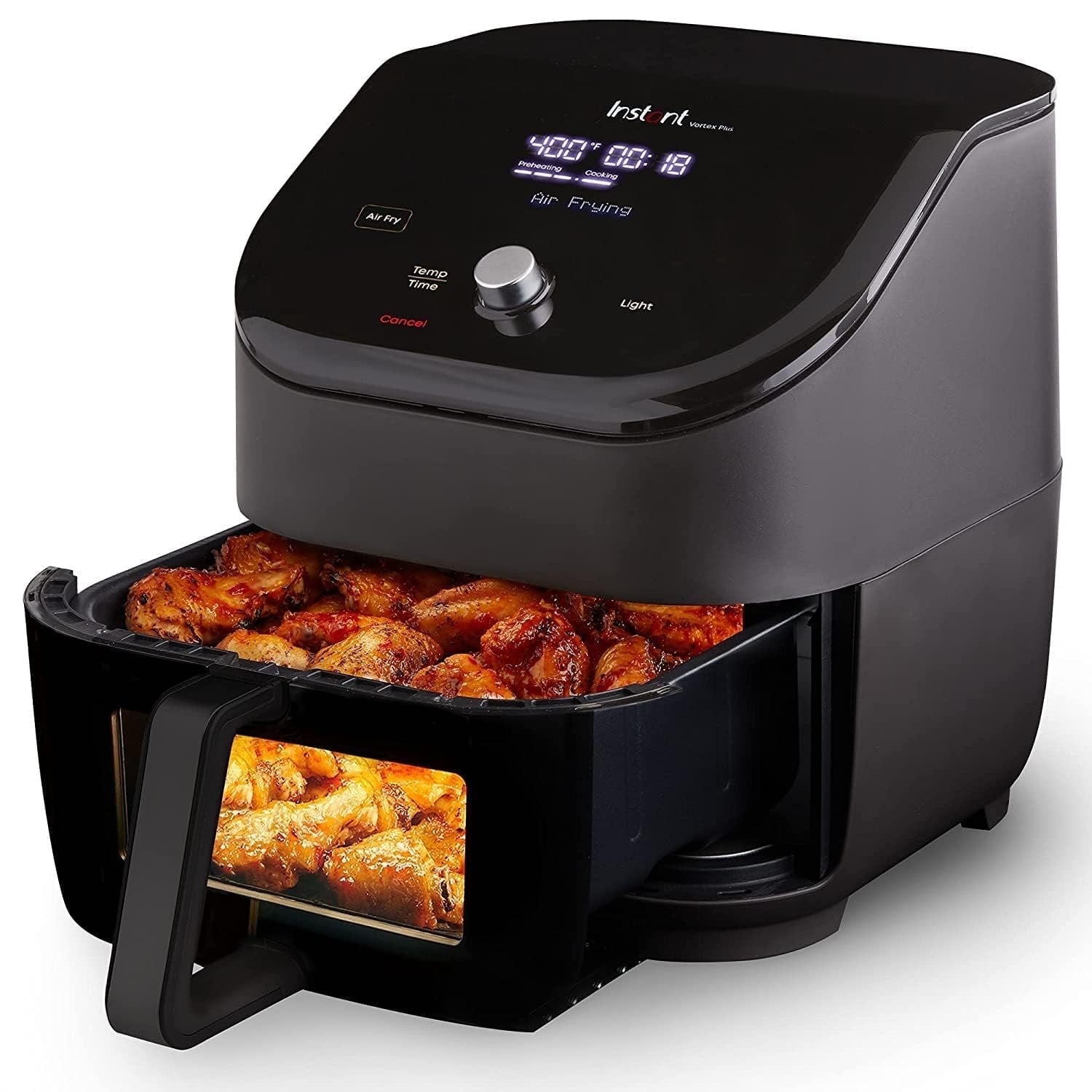 Vortex Plus 6-Quart 6-in-1 Air Fryer Oven with ClearCook Cooking Window, Digital Touchscreen, Nonstick and Dishwasher-Safe Basket, Includes Free App with over 1900 Recipes, Single Basket