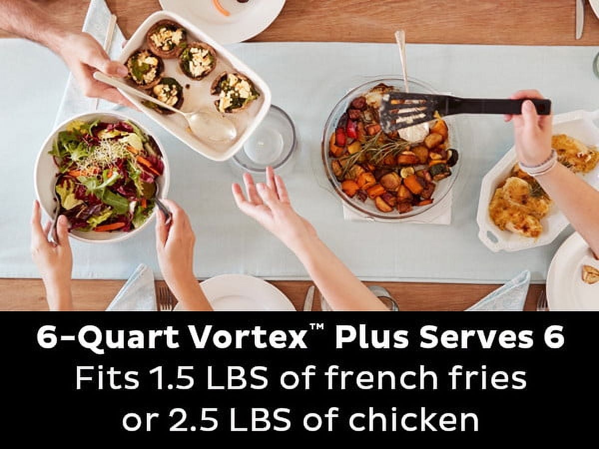 Vortex Plus 6-Quart 6-in-1 Air Fryer Oven with ClearCook Cooking Window, Digital Touchscreen, Nonstick and Dishwasher-Safe Basket, Includes Free App with over 1900 Recipes, Single Basket