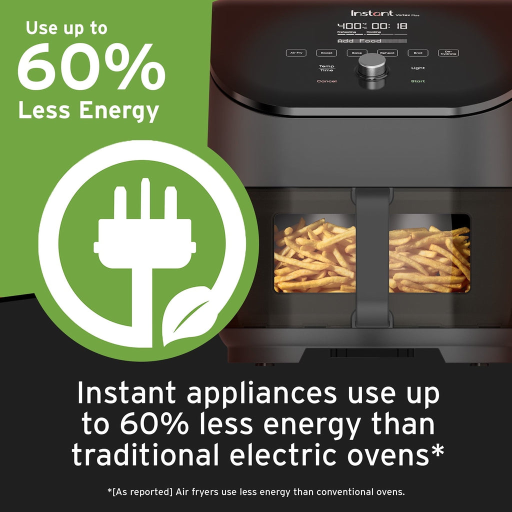 Vortex Plus 6-Quart 6-in-1 Air Fryer Oven with ClearCook Cooking Window, Digital Touchscreen, Nonstick and Dishwasher-Safe Basket, Includes Free App with over 1900 Recipes, Single Basket