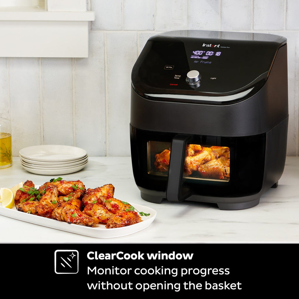 Vortex Plus 6-Quart 6-in-1 Air Fryer Oven with ClearCook Cooking Window, Digital Touchscreen, Nonstick and Dishwasher-Safe Basket, Includes Free App with over 1900 Recipes, Single Basket