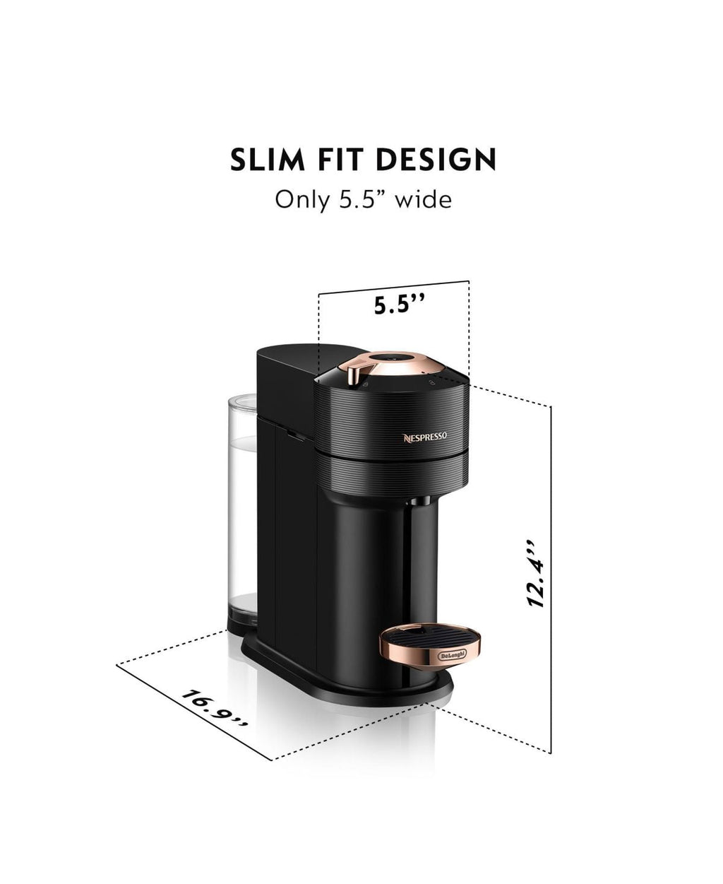 Vertuo Next Premium Coffee and Espresso Machine in Black Rose Gold