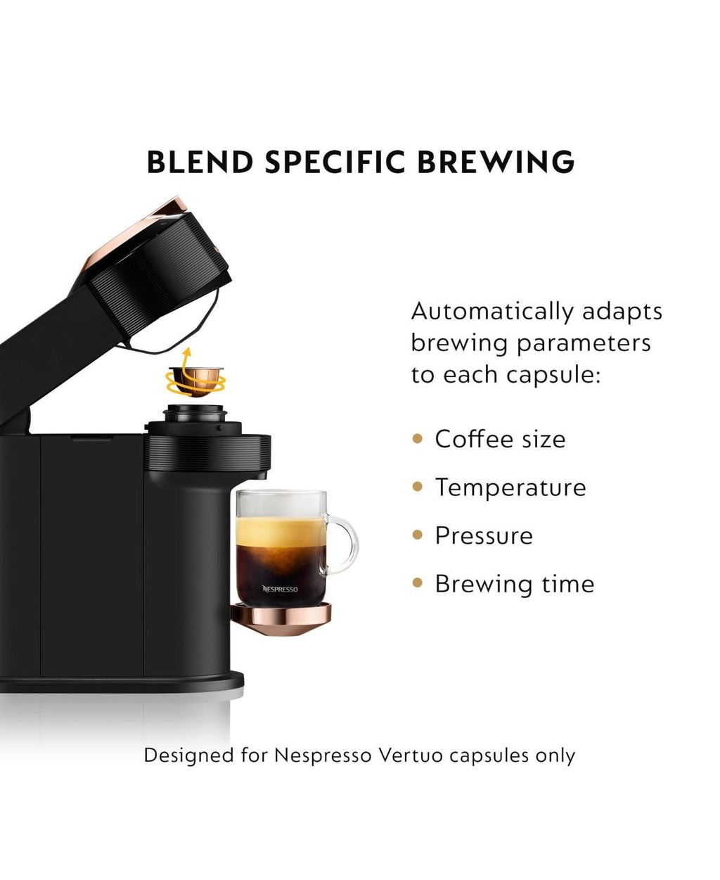 Vertuo Next Premium Coffee and Espresso Machine in Black Rose Gold