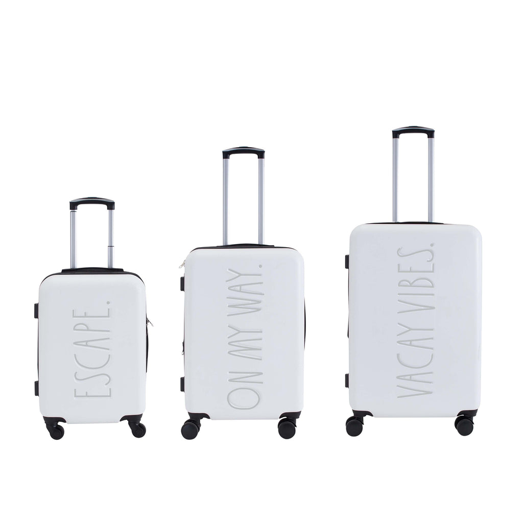 3 Piece Expandable Rolling Luggage Set in White