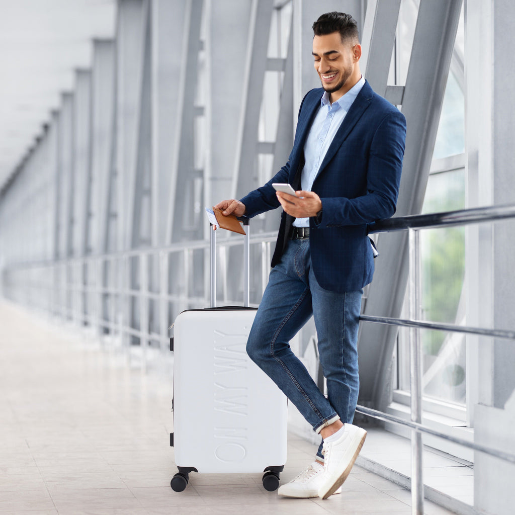 3 Piece Expandable Rolling Luggage Set in White