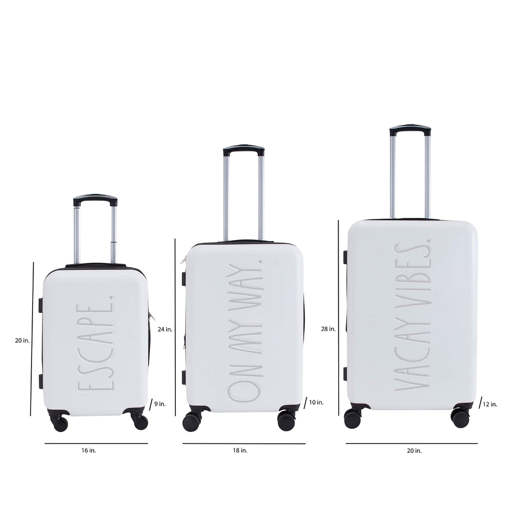 3 Piece Expandable Rolling Luggage Set in White