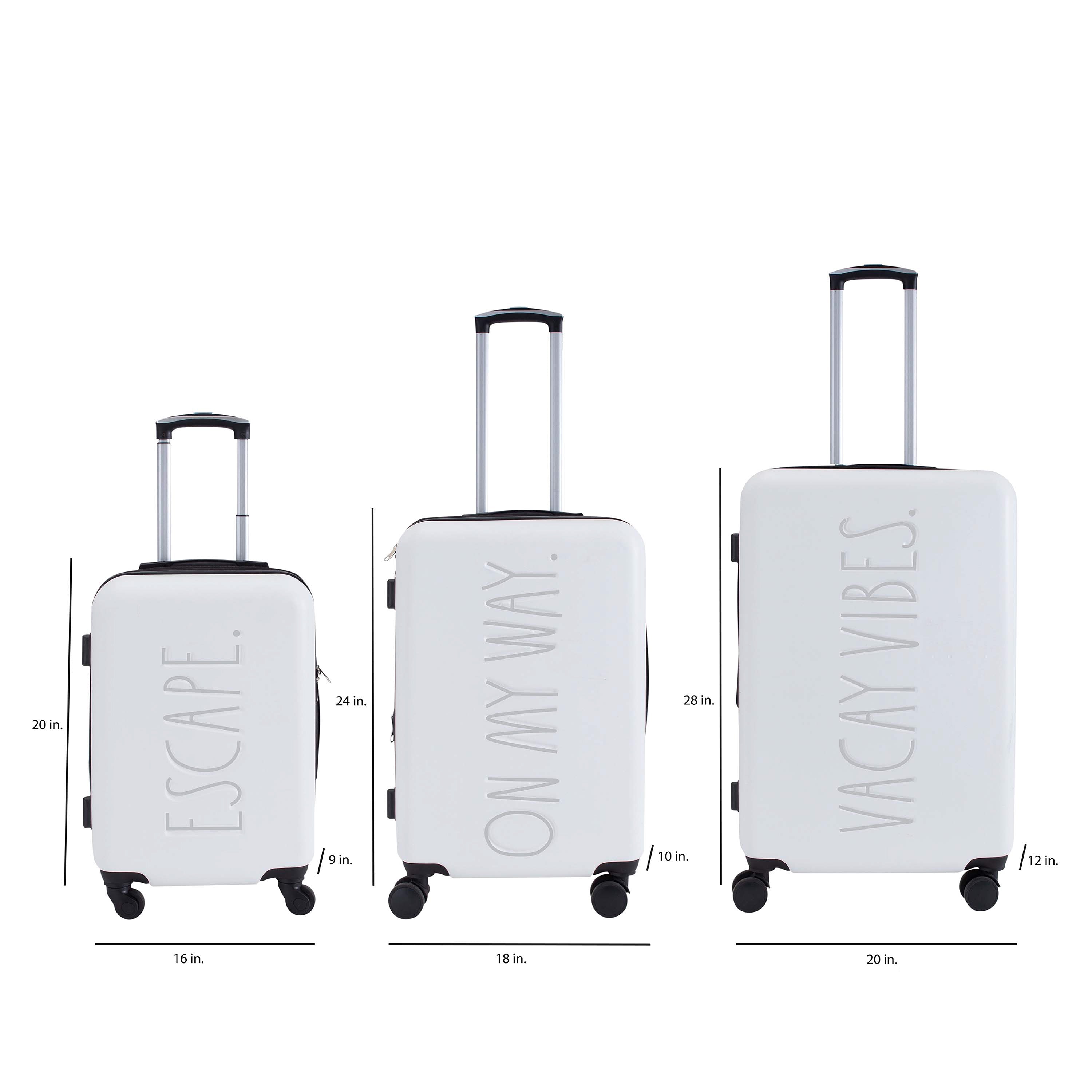 3 Piece Expandable Rolling Luggage Set in White