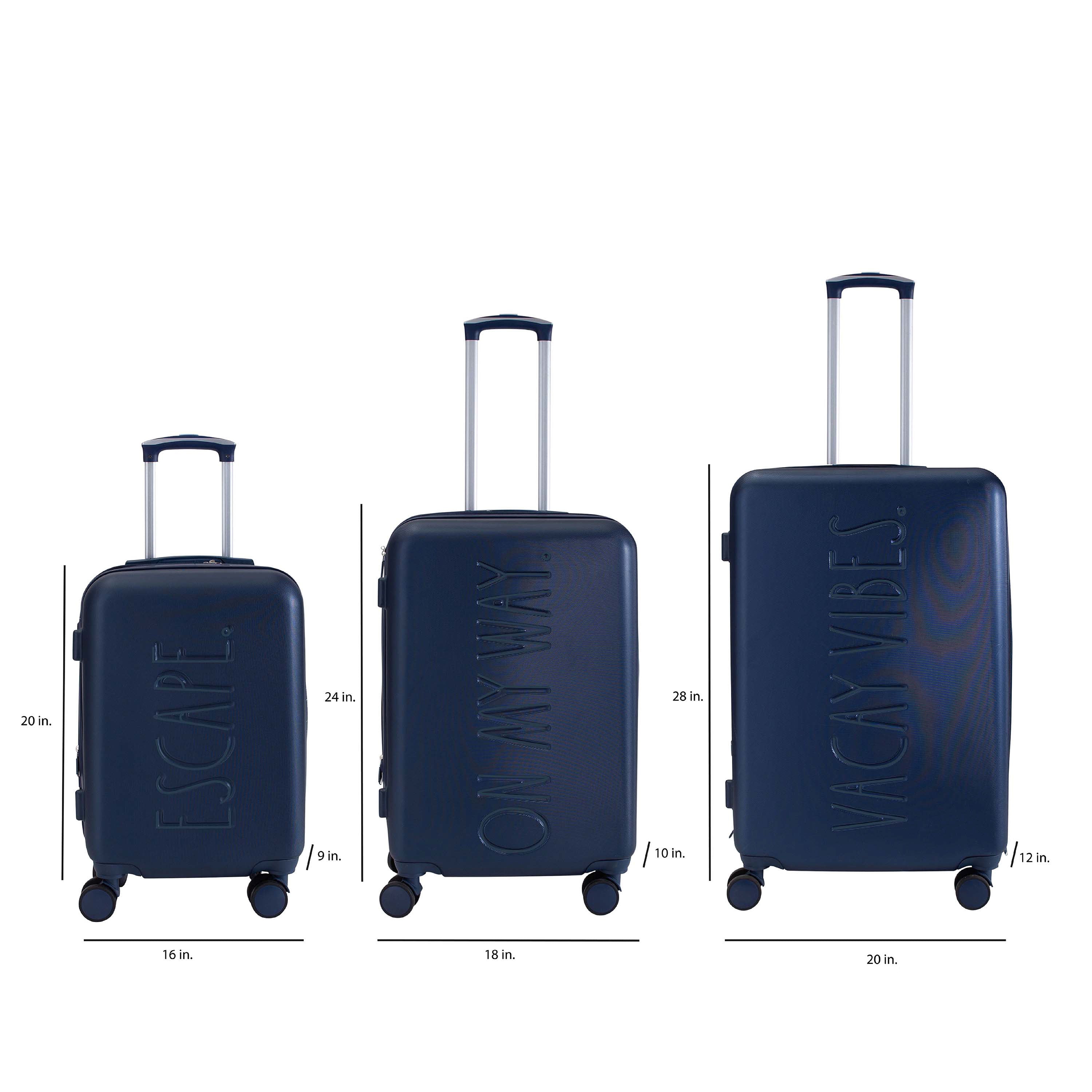 3 Piece Expandable Rolling Luggage Set in White
