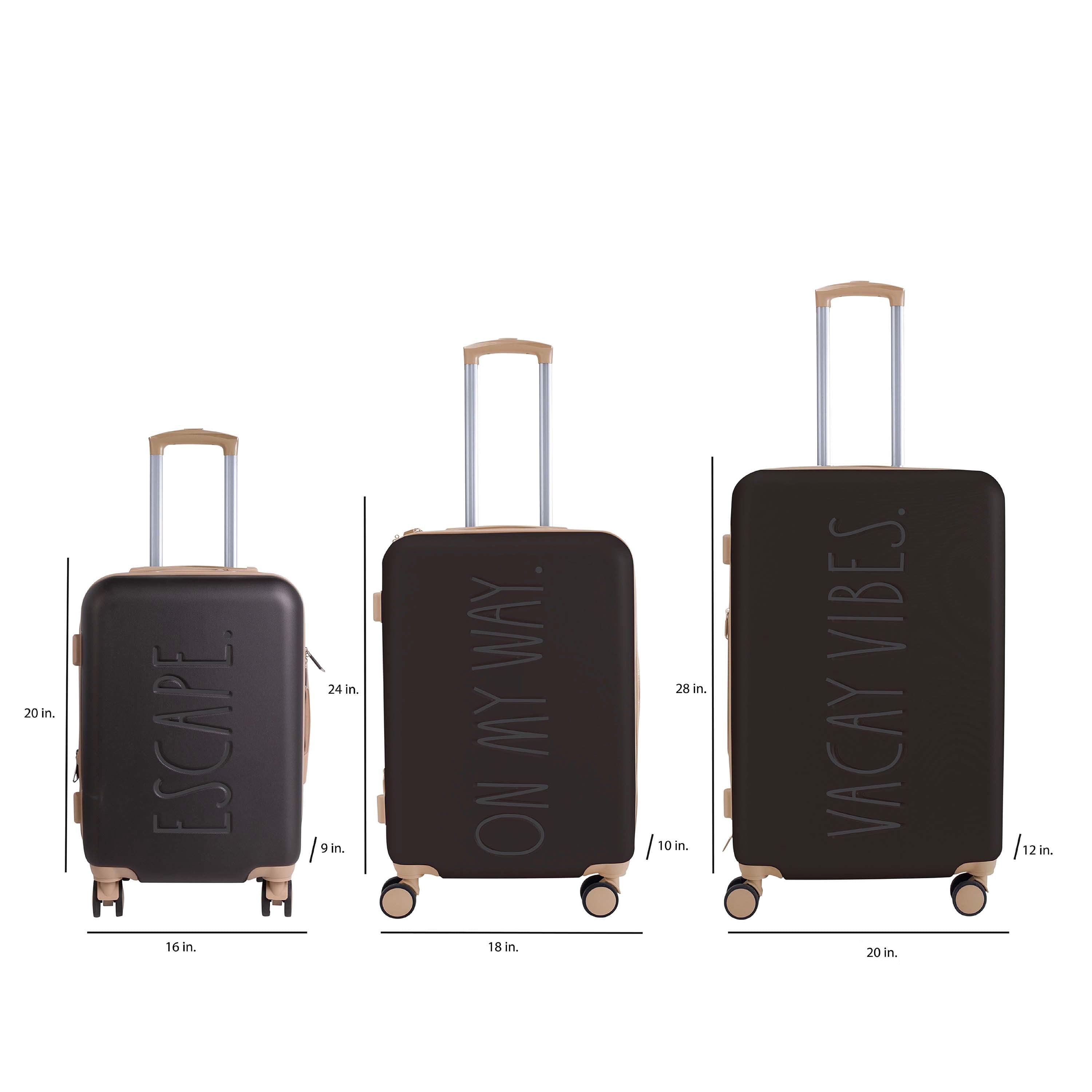 3 Piece Expandable Rolling Luggage Set in White
