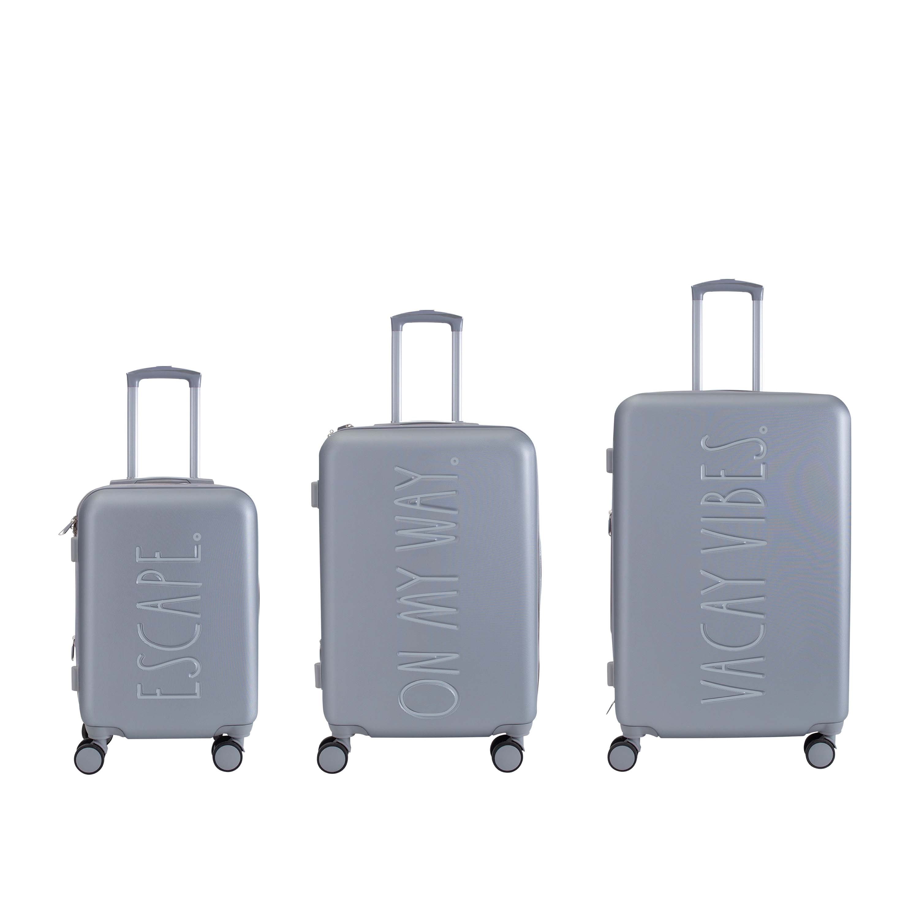 3 Piece Expandable Rolling Luggage Set in White