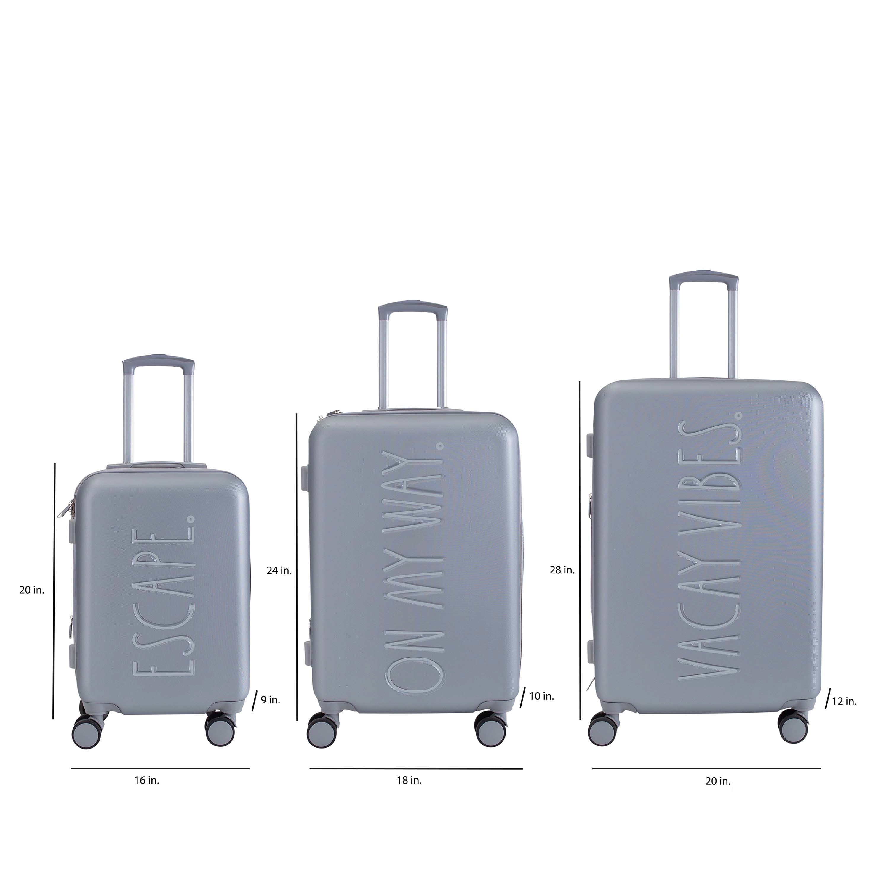3 Piece Expandable Rolling Luggage Set in White