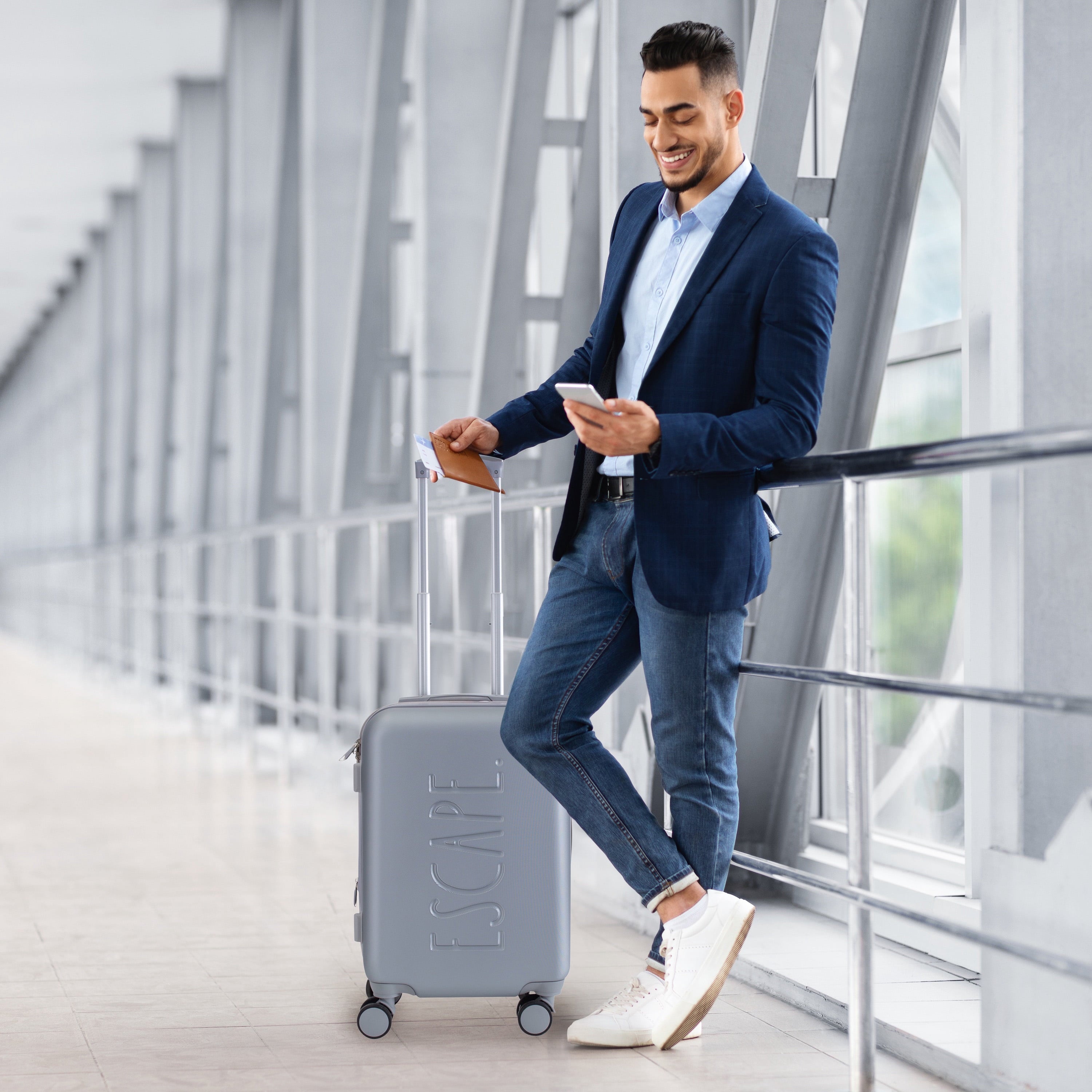 3 Piece Expandable Rolling Luggage Set in White