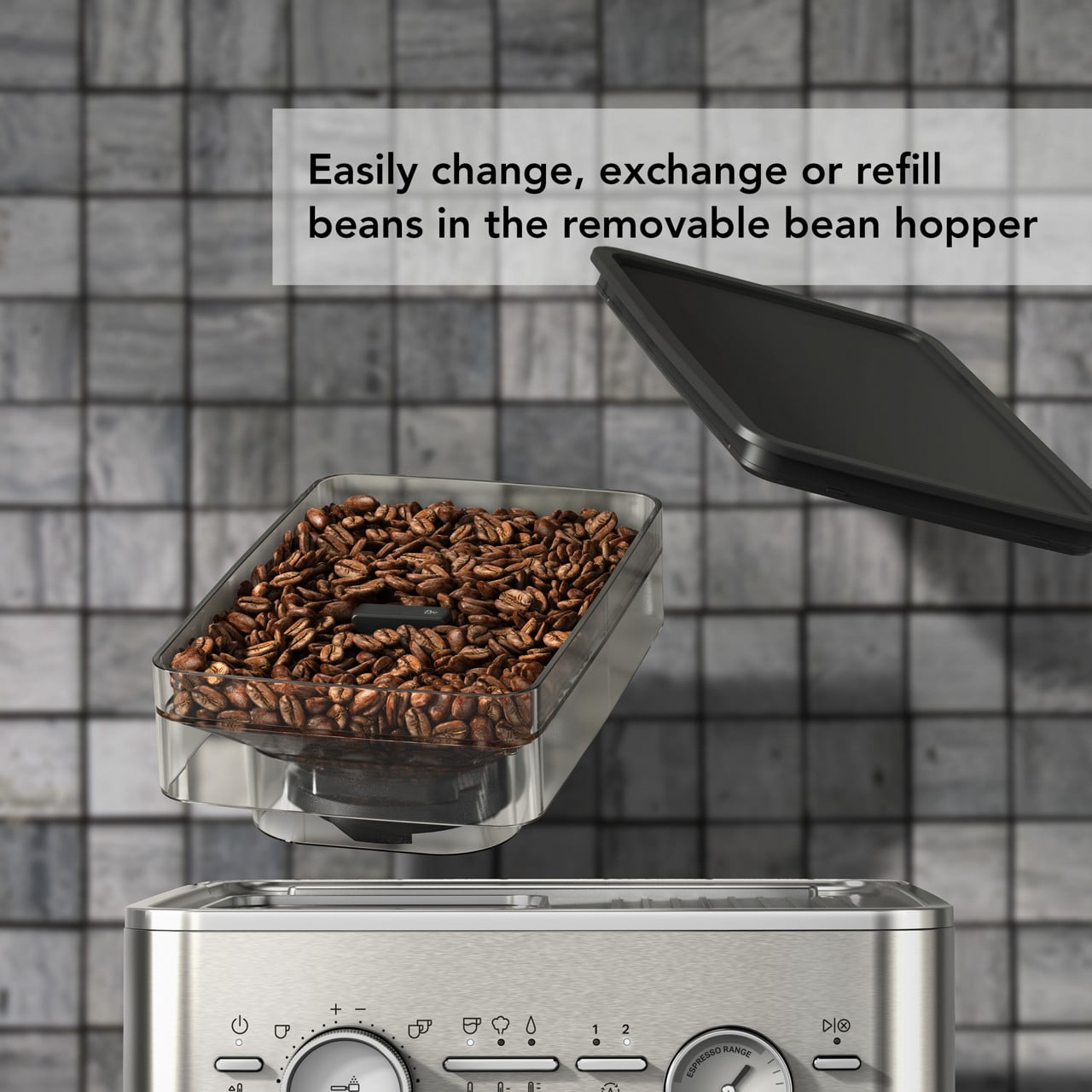 Semi-Automatic Espresso Machine with Burr Grinder | Brushed Stainless Steel
