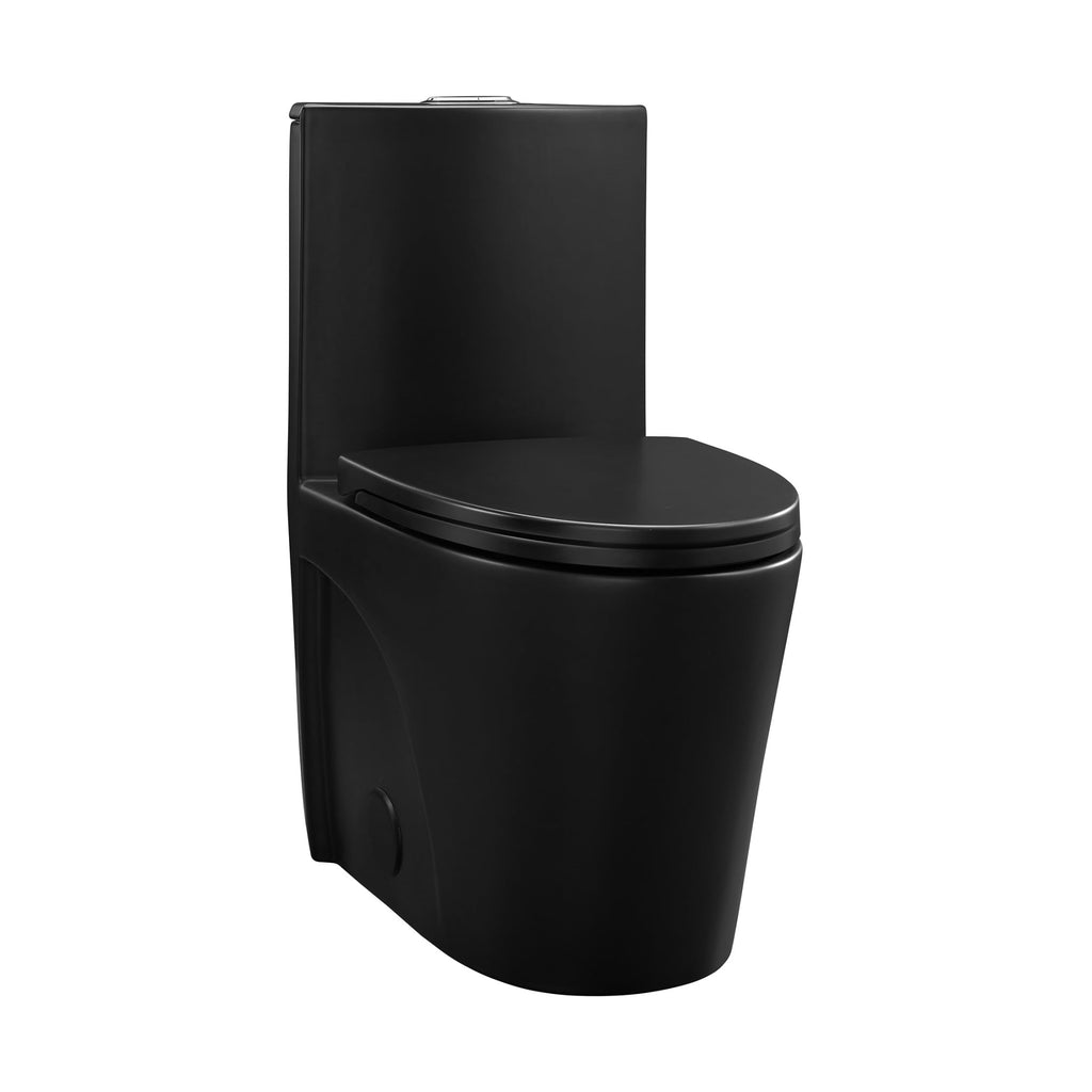 One Piece Elongated Toilet Dual Vortex Flush 1.1/1.6 gpf with 10" Rough-In, Matte Black