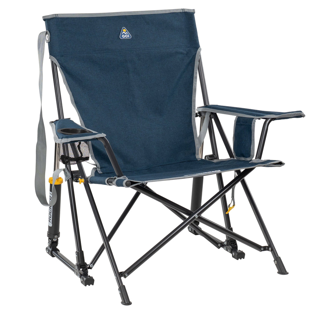 Kickback Rocker Foldable Rocking Camp Chair, Heathered Indigo