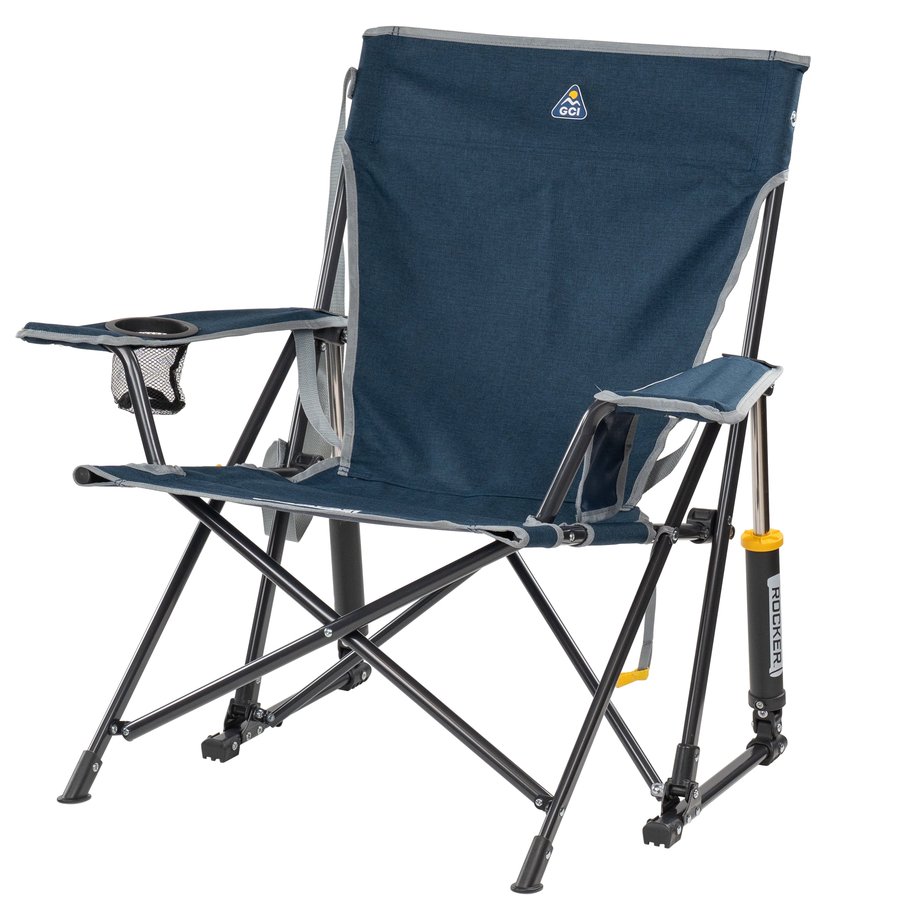 Kickback Rocker Foldable Rocking Camp Chair, Heathered Indigo