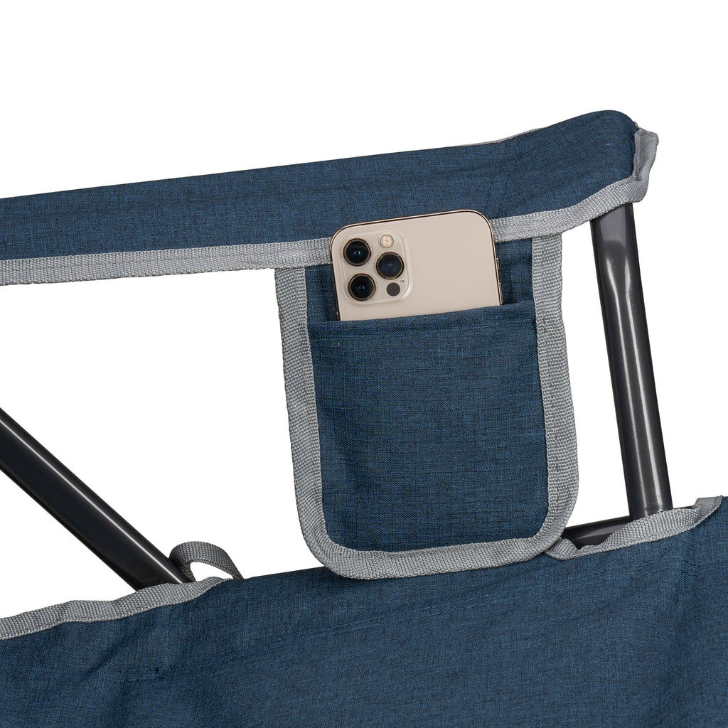 Kickback Rocker Foldable Rocking Camp Chair, Heathered Indigo